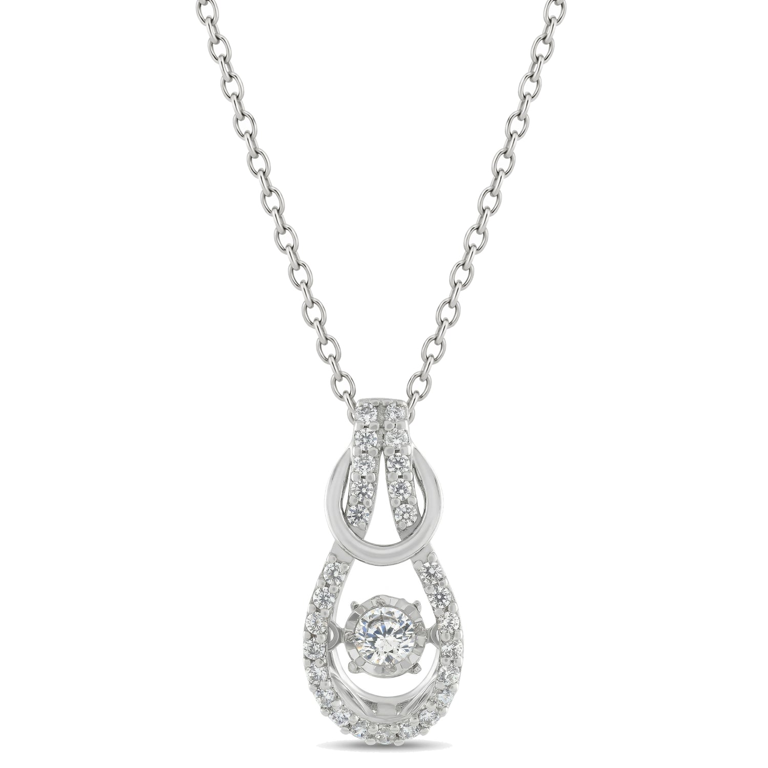 Dual-Tone Teardrop Pendant with Center Spark Accent