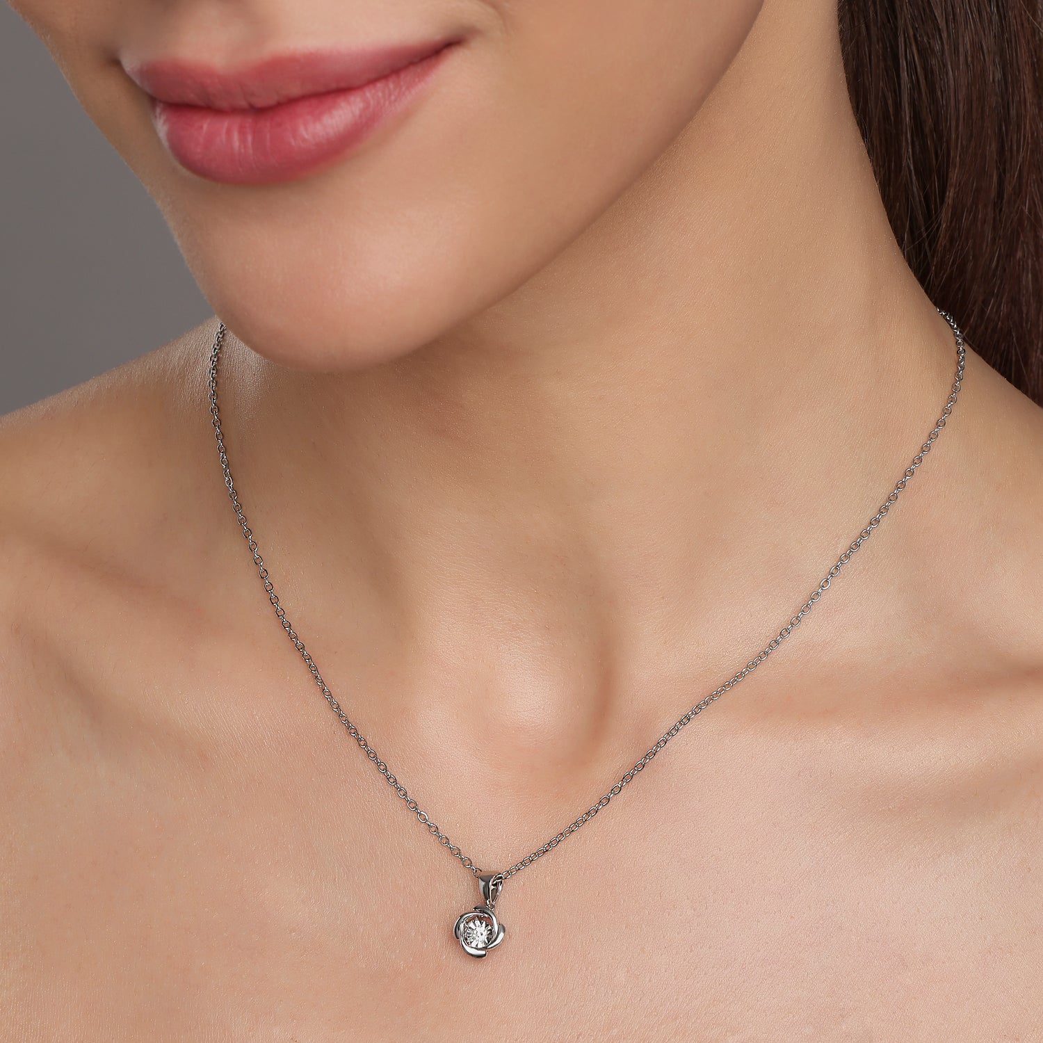 Floral Swirl Pendant with Central Spark Accent