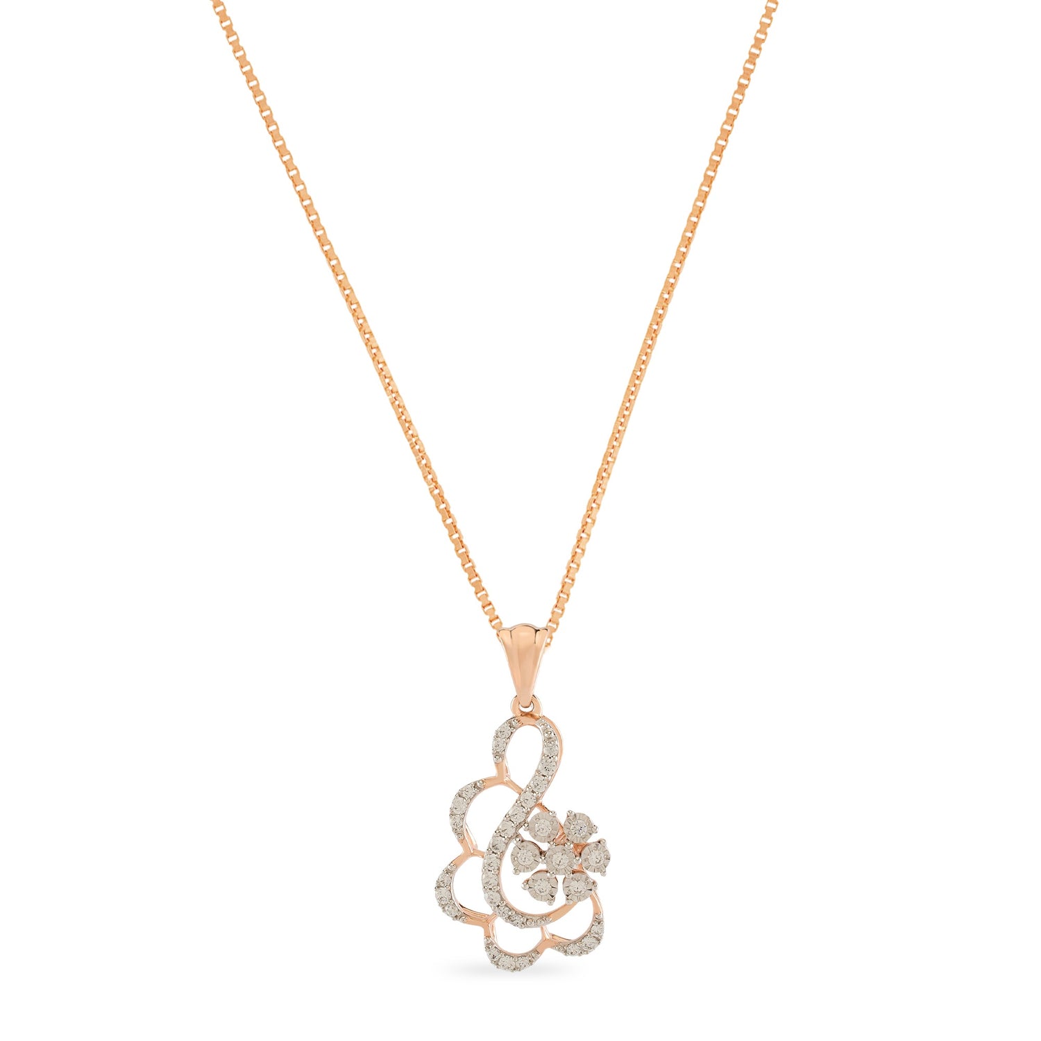 Elegant Floral Swirl Pendant with Diamond Accents