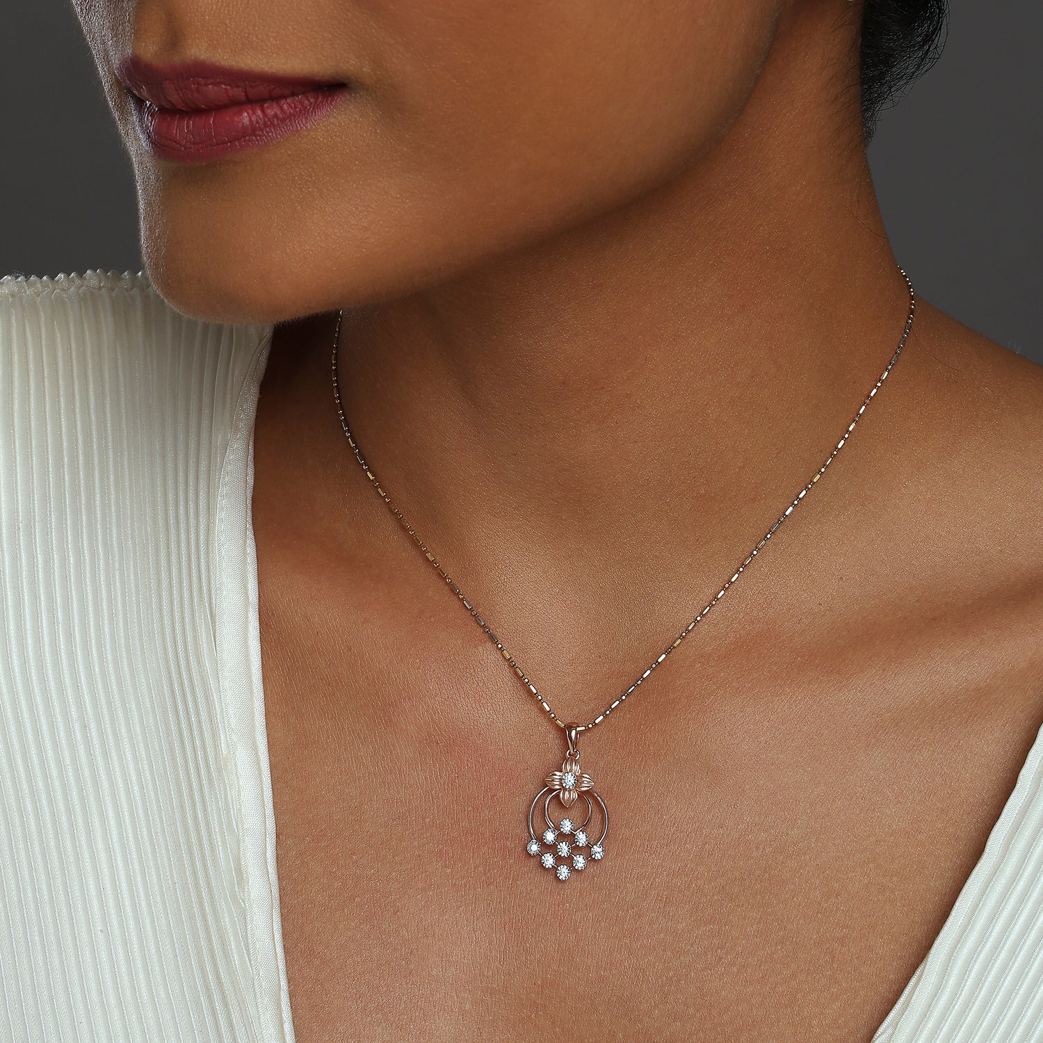 Floral Cluster Pendant with Elegant Diamond Accents