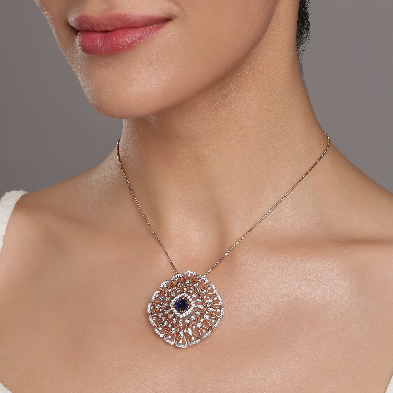 Majestic Interchangeable Geometric Pendant with Radiant Centerpiece