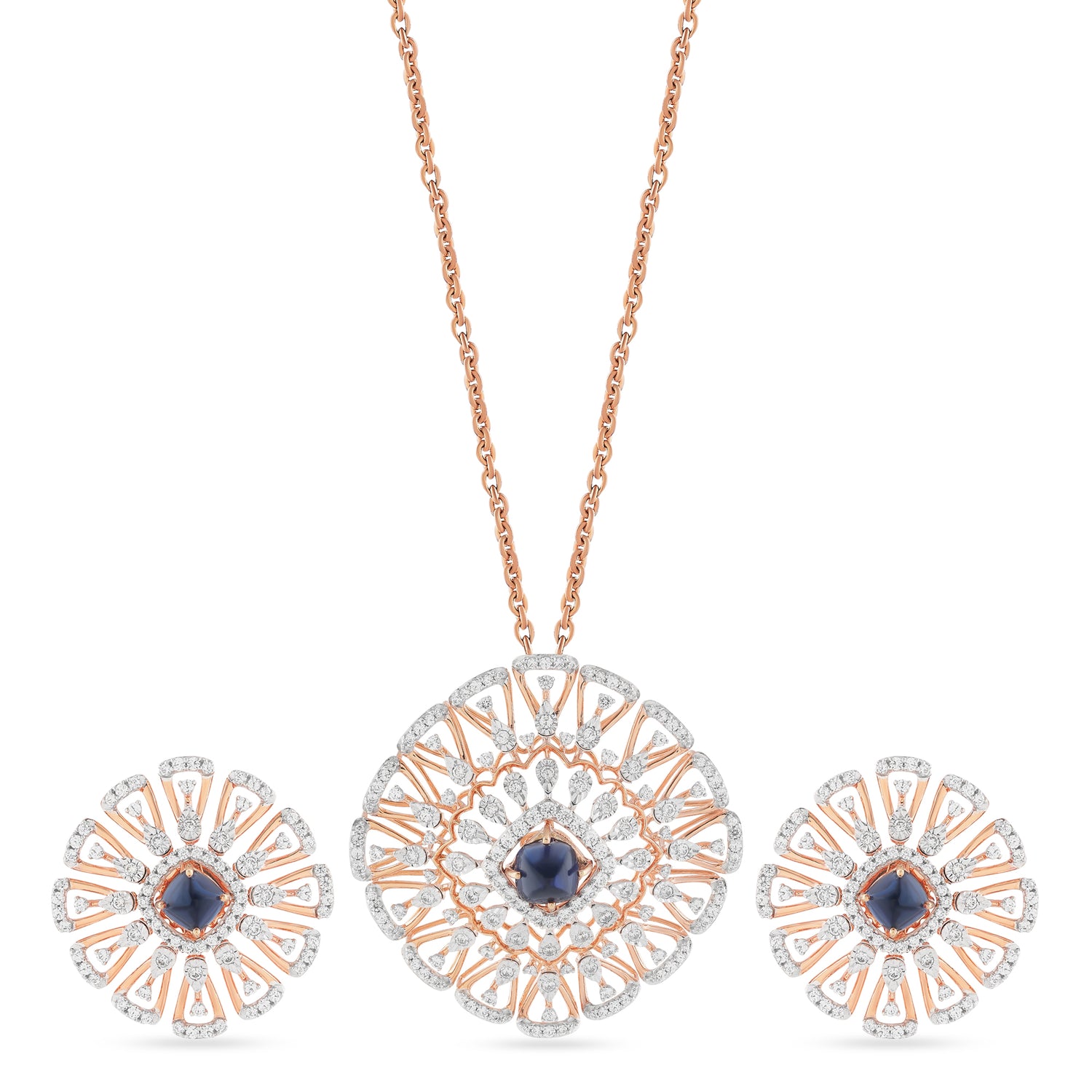 Elegant Radiance Circular Filigree Pendant and Stud Earring Jewelry Set
