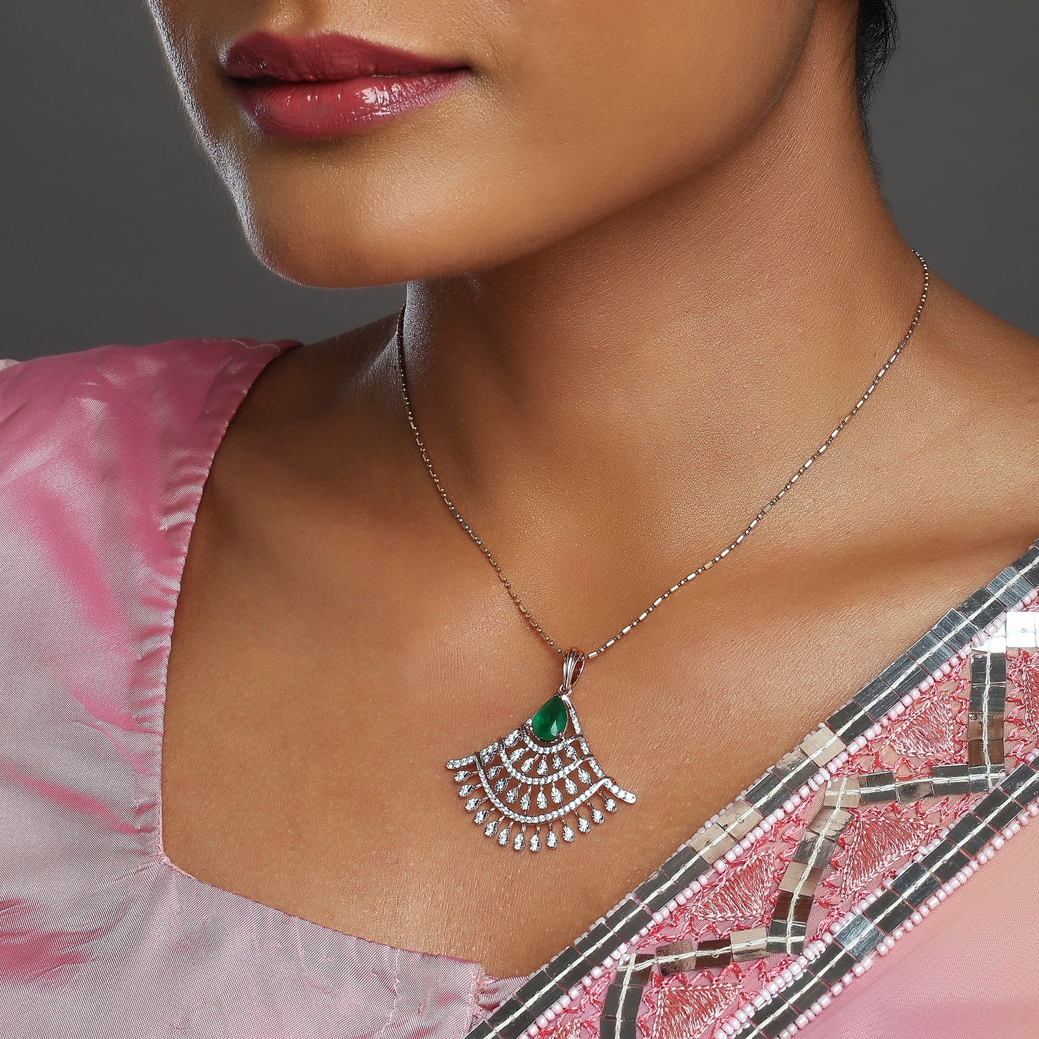 Imperial Fan-Shaped Teardrop Pendant