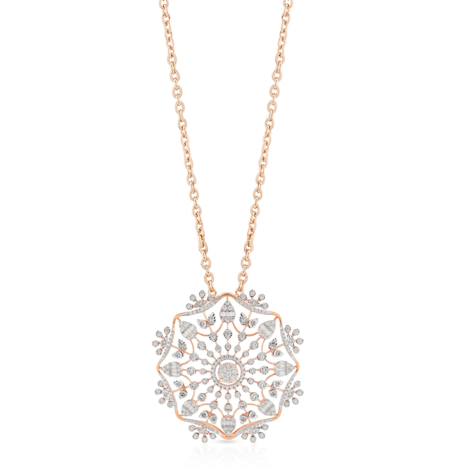 Grand Floral Radiance Pendant with Intricate Filigree Detailing