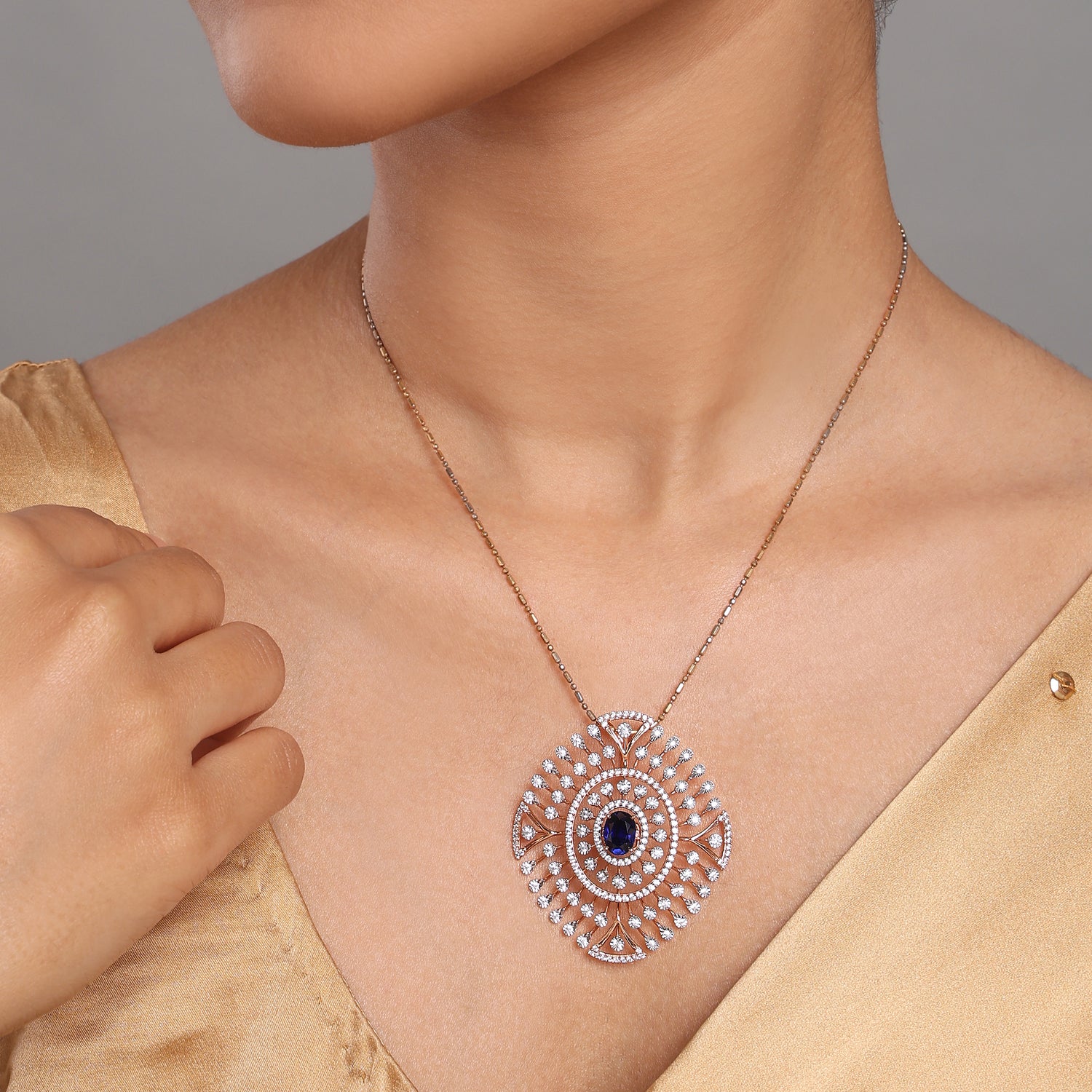 Regal Interchangeable Radiant Sunburst Pendant of Timeless Grandeur