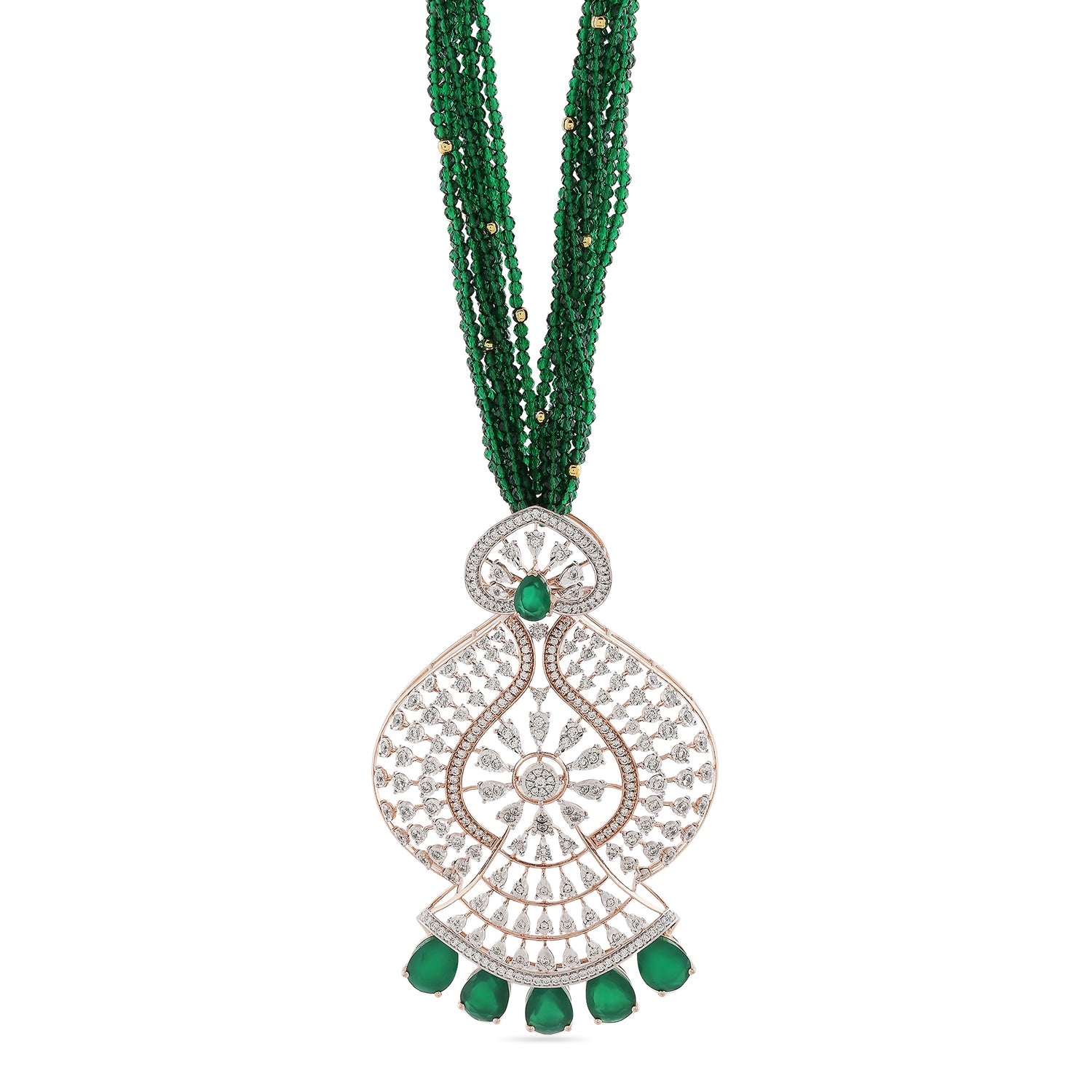 Royal Teardrop Radiance Pendant with Intricate Layered Design
