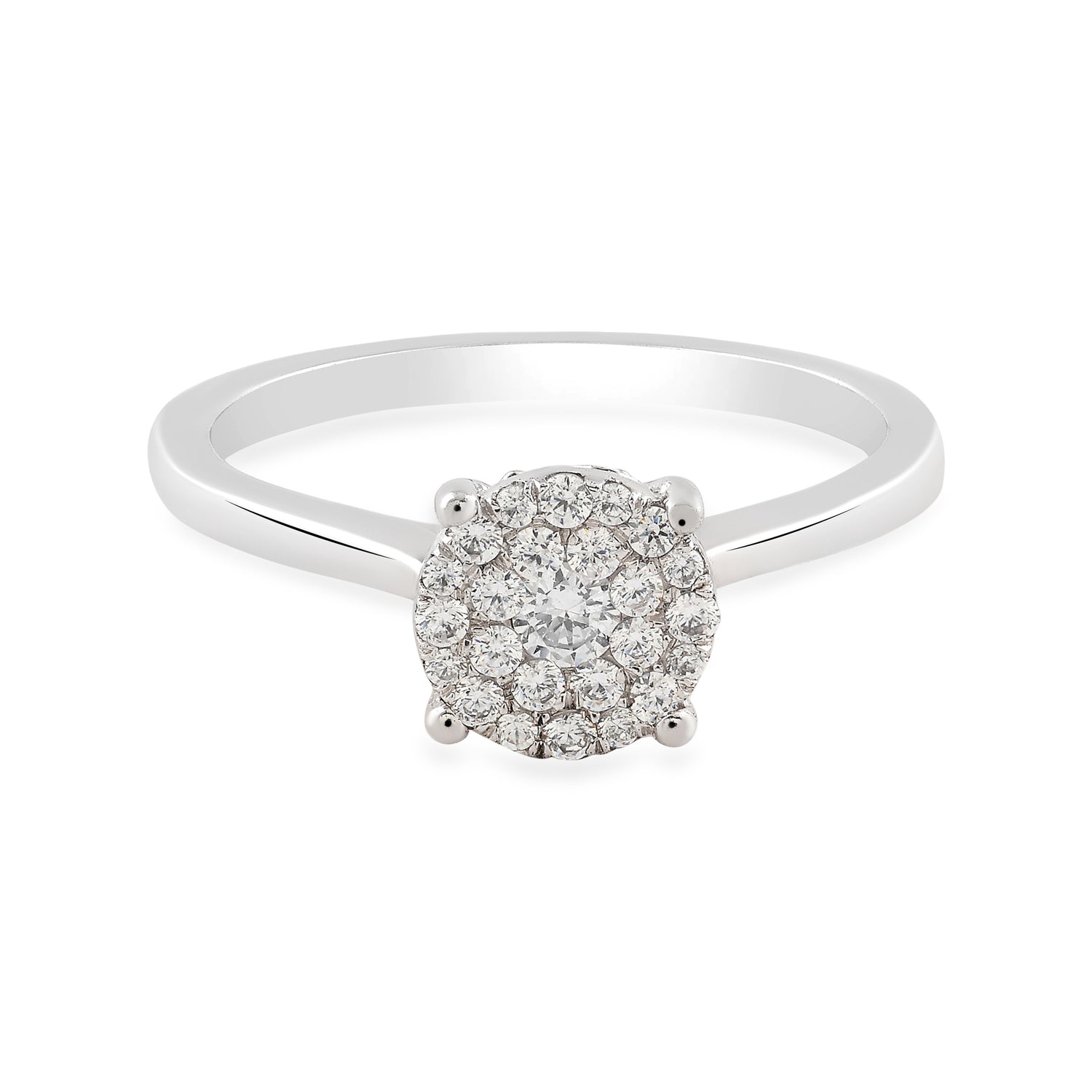 Timeless Round Cluster Ring with Radiant Pave Detailing