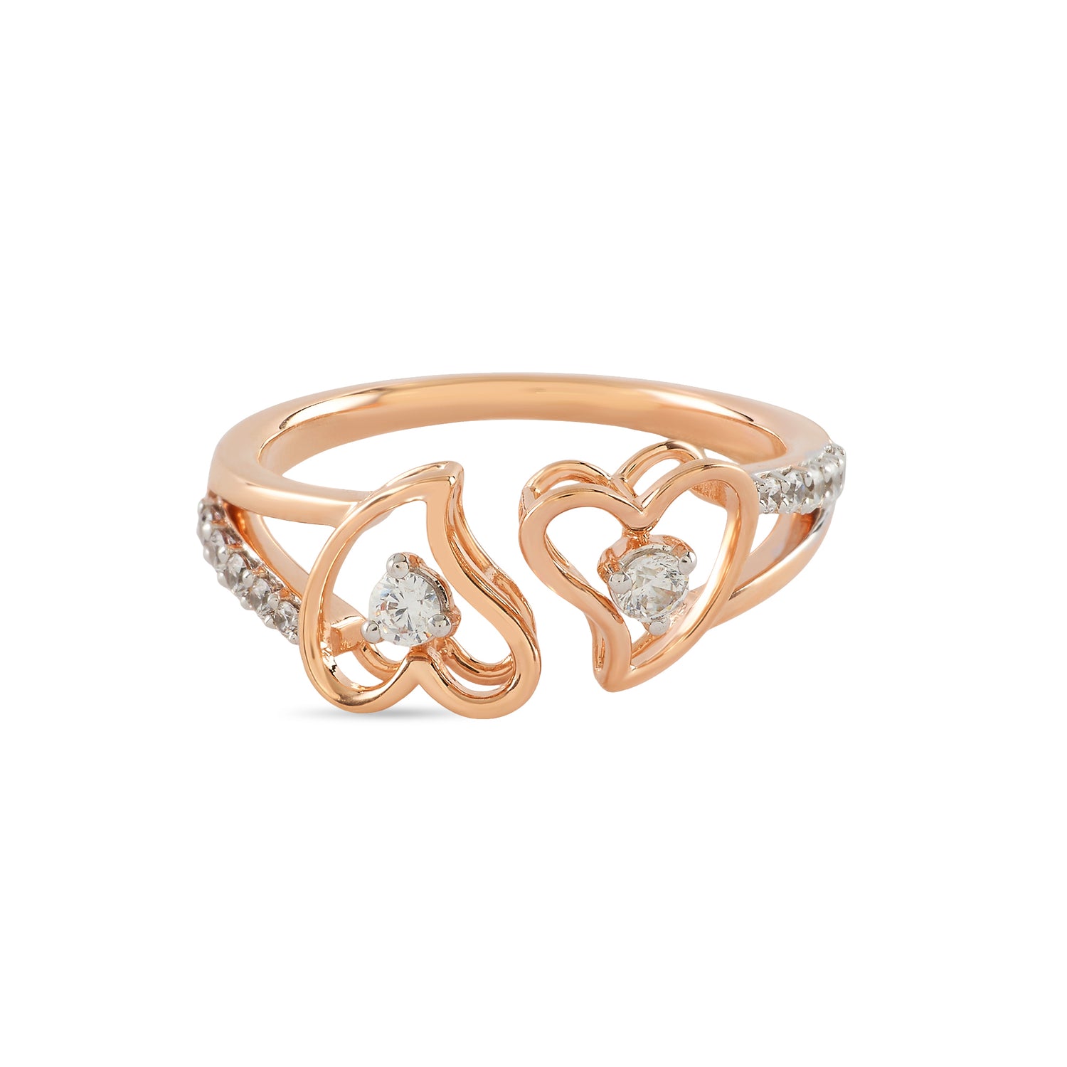 Dual Heart Motif Ring With Elegant Crossover Design
