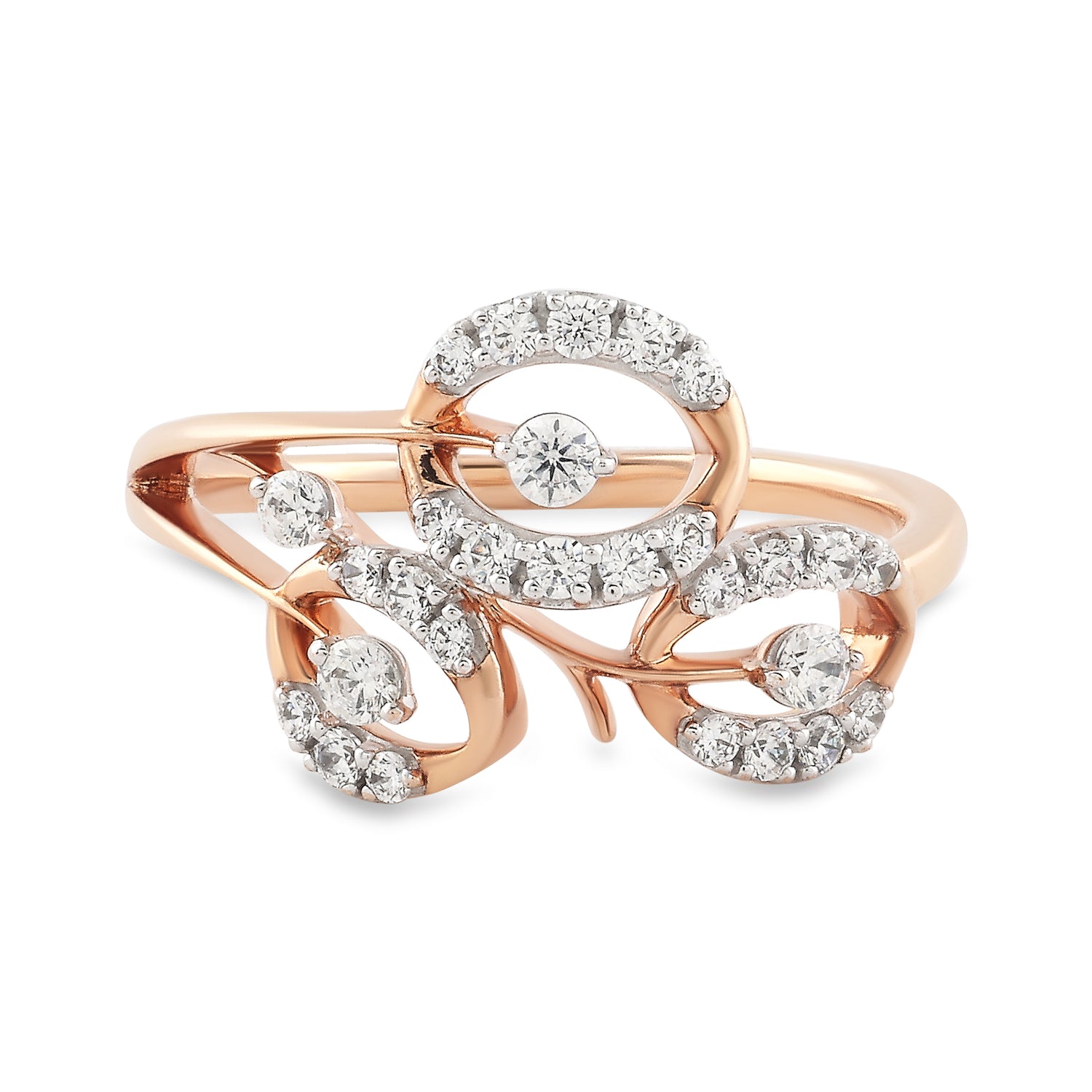 Graceful Vine-Inspired Diamond Ring in Rose Gold