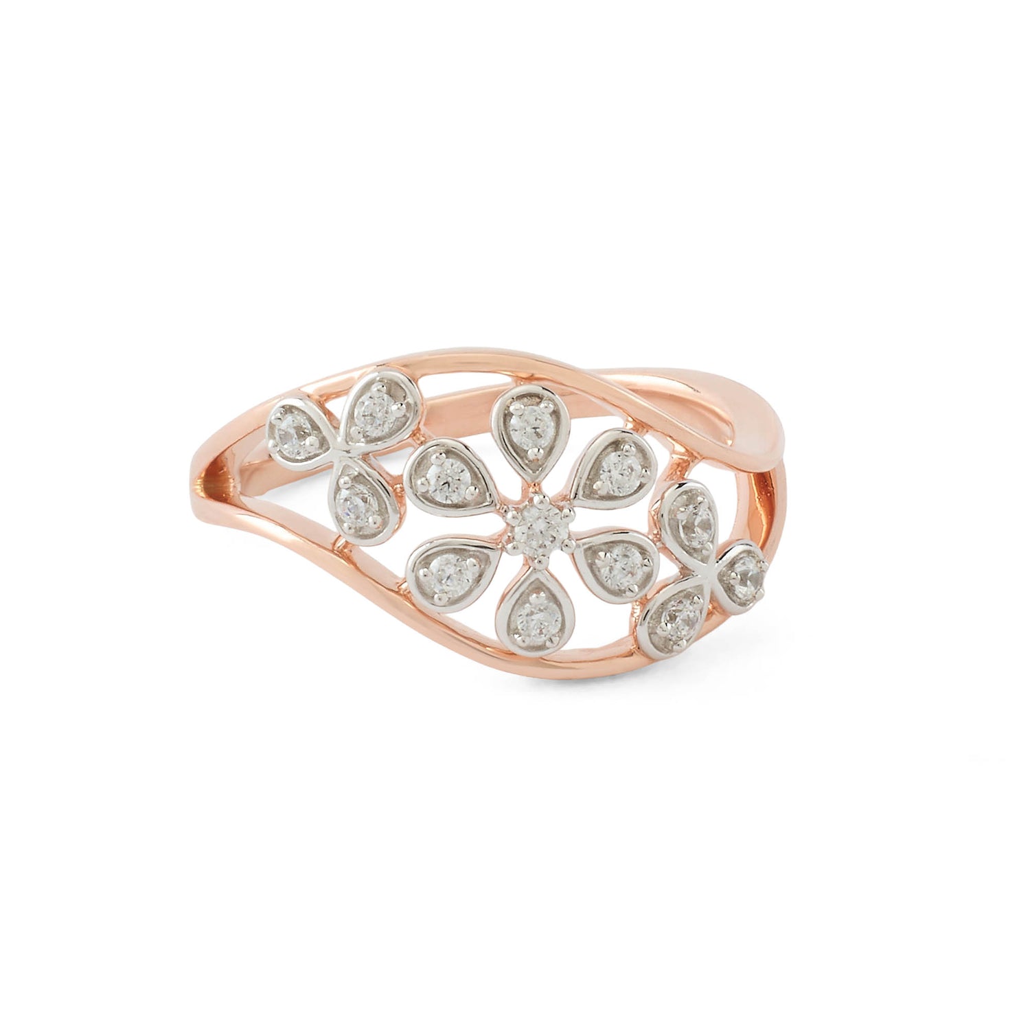 Delicate Petal Motif Ring with Graceful Open-Frame Design