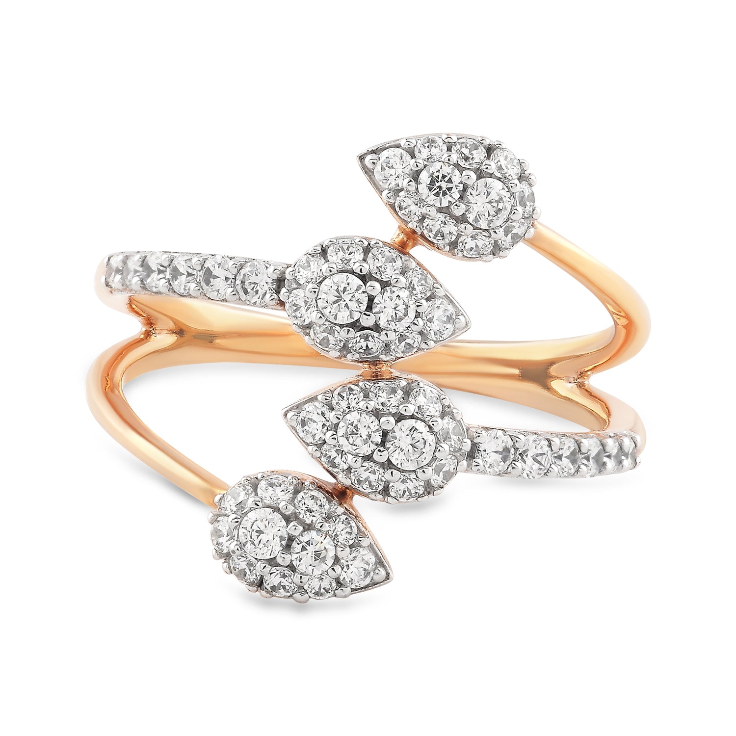 Graceful Dual Teardrop Ring with Sparkling Pave Detailing