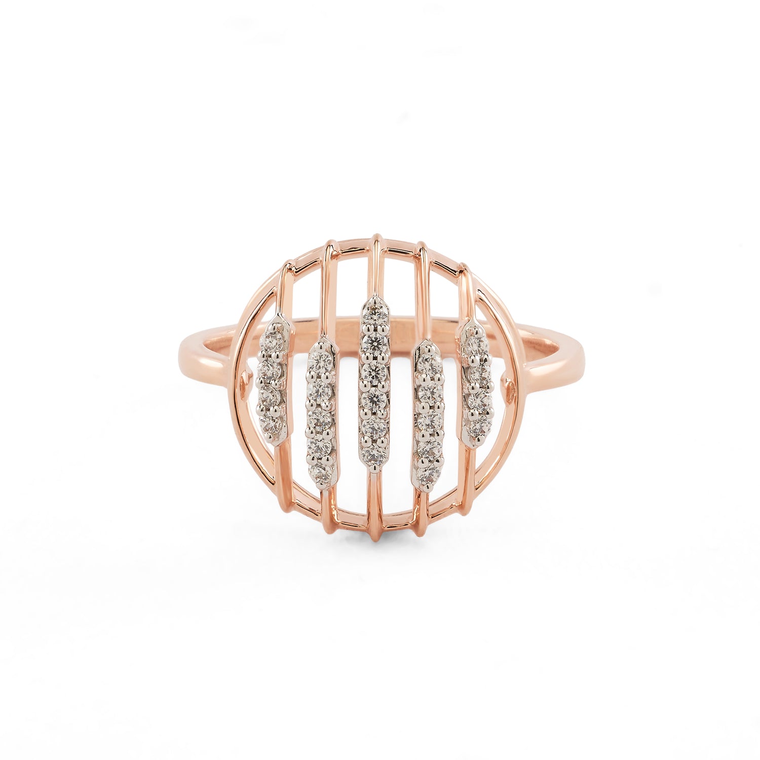 Elegant Circular Ladder-Design Ring with Modern Brilliance