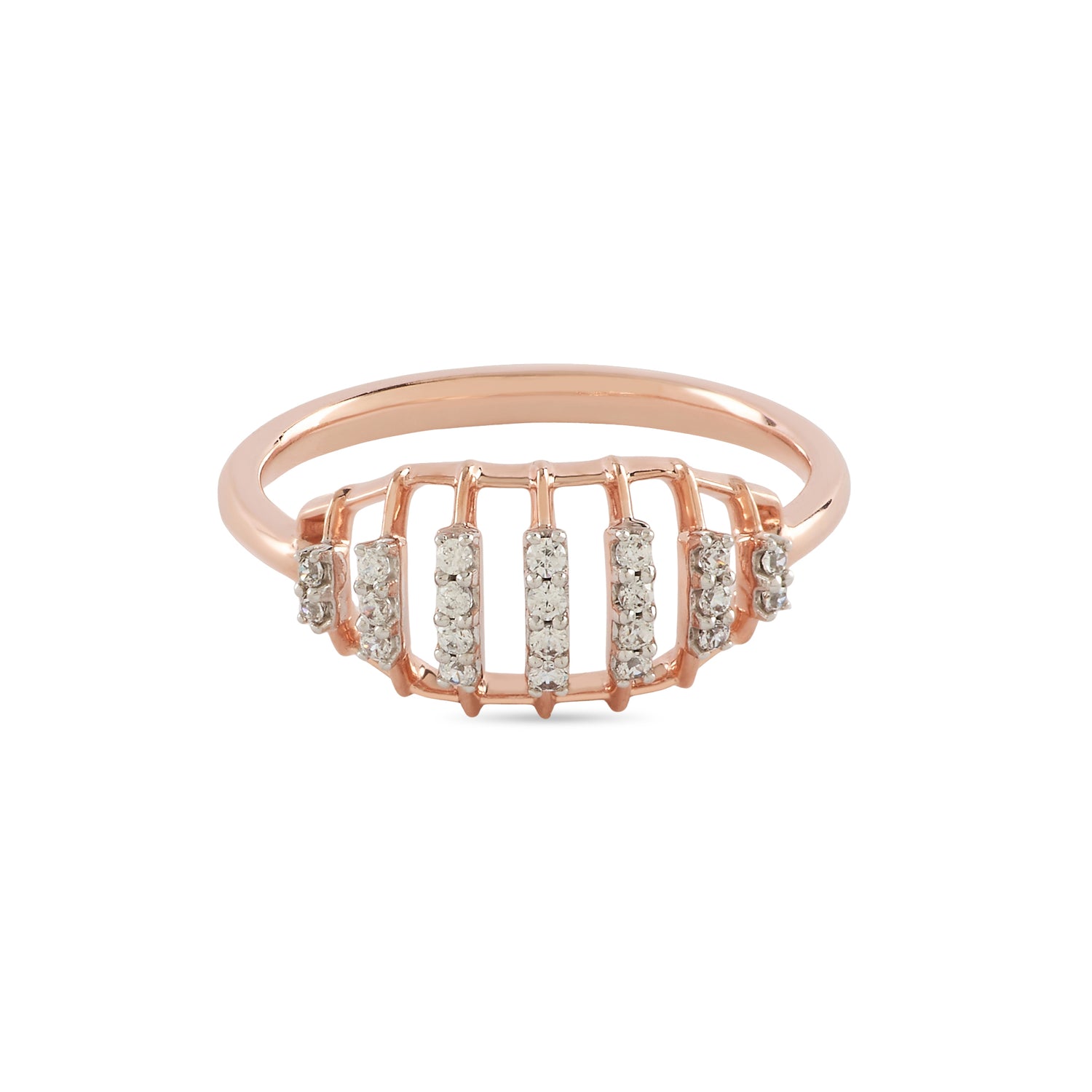 Contemporary Bar-Set Cage Ring With Geometric Detailing