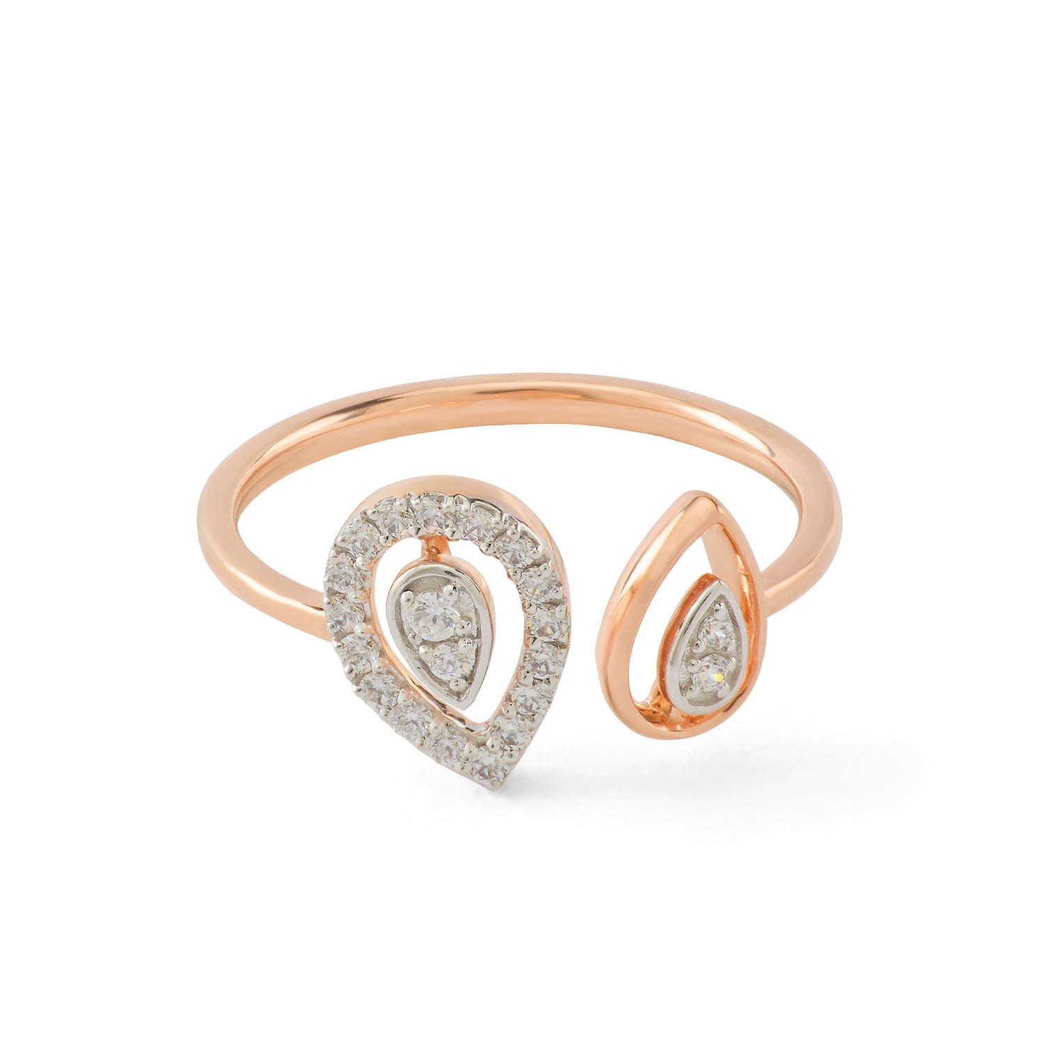 Dual Teardrop Adjustable Ring With Elegant Detailing