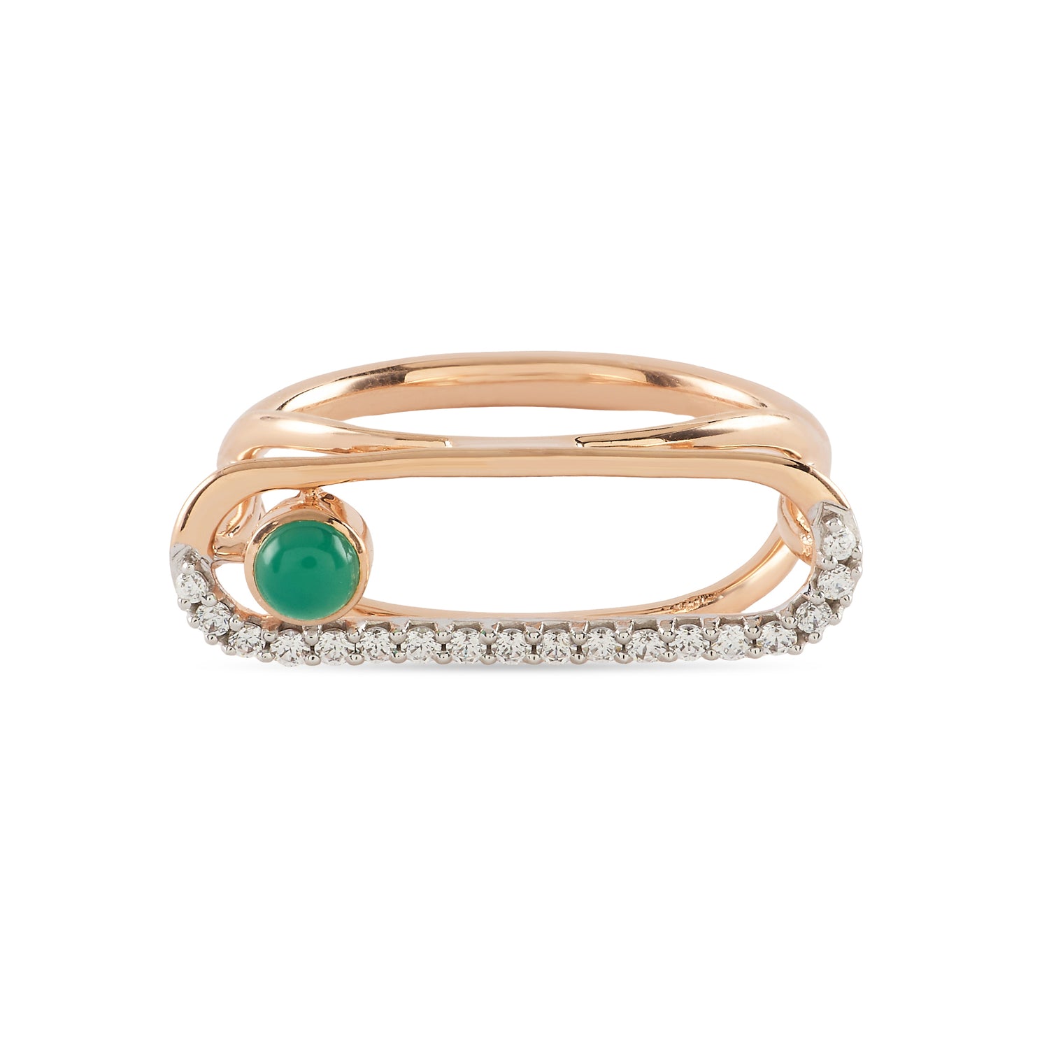 Contemporary Open-Frame Ring With Gem Accent