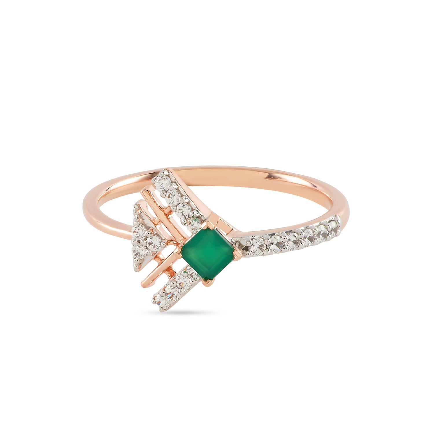Geometric Accent Ring with Central Gem Design