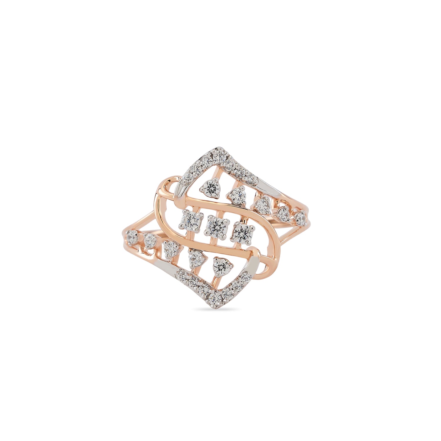 Graceful Vine-Inspired Open Ring with Sparkling Stone Accents