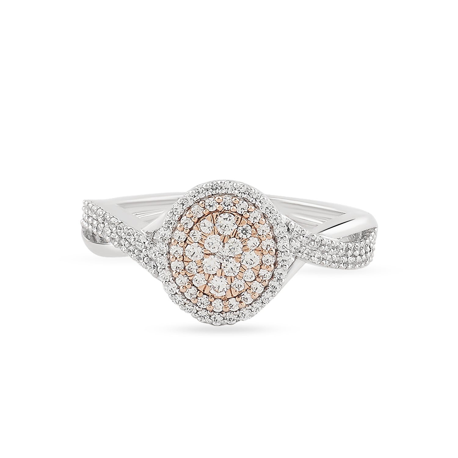 Round Cluster Halo Ring With Elegant Detailing