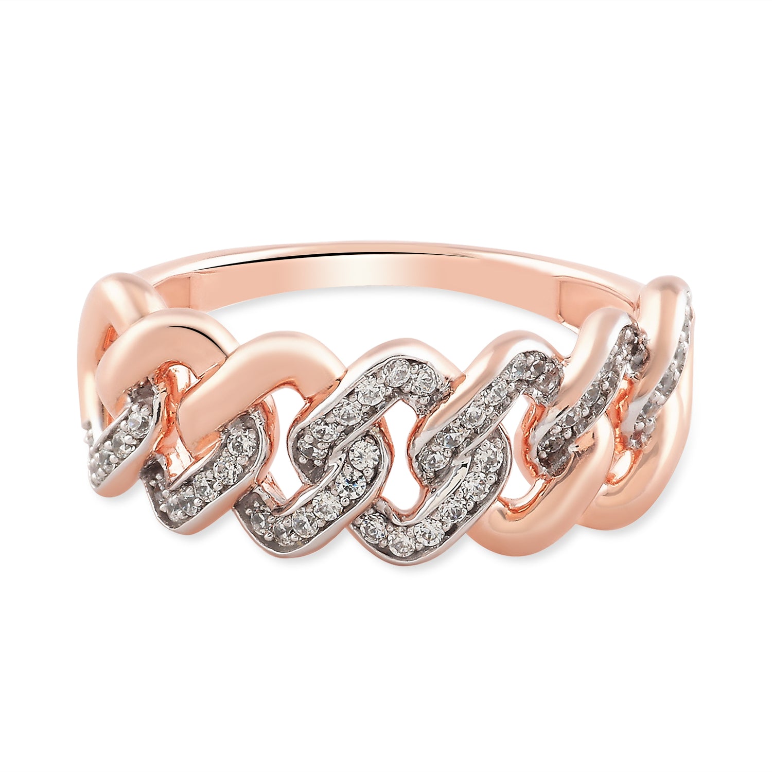 Chic Interlinked Chain Ring with Sparkling Accent Detailing