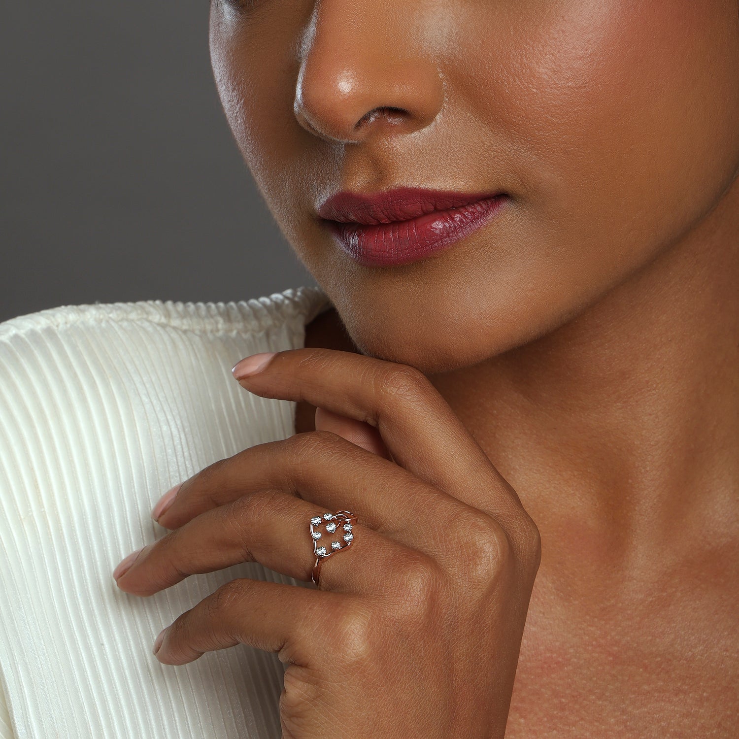 Elegant Open Heart Ring with Sparkling Accents