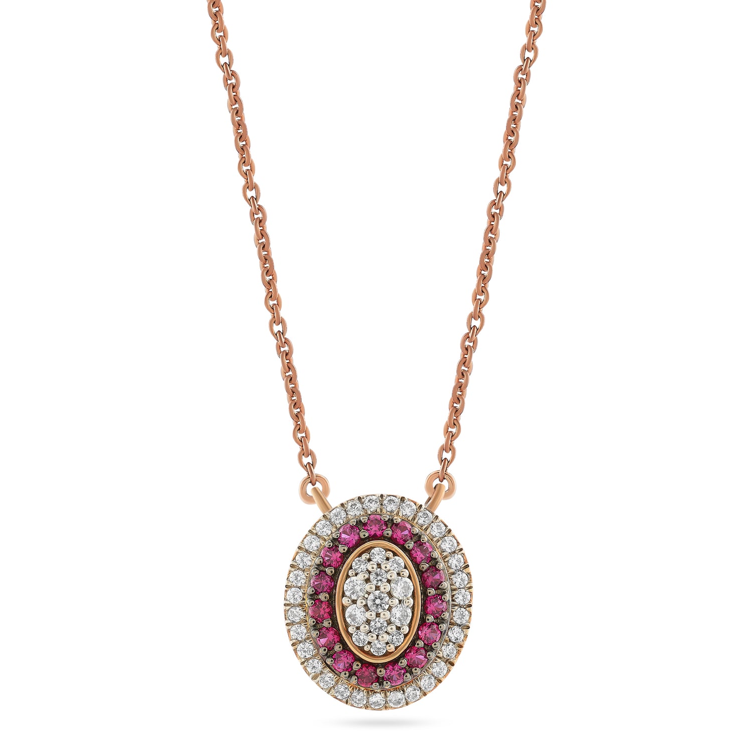 Elegant Oval Halo Medallion Necklace with Radiant Gemstone Accents and Polished Chain