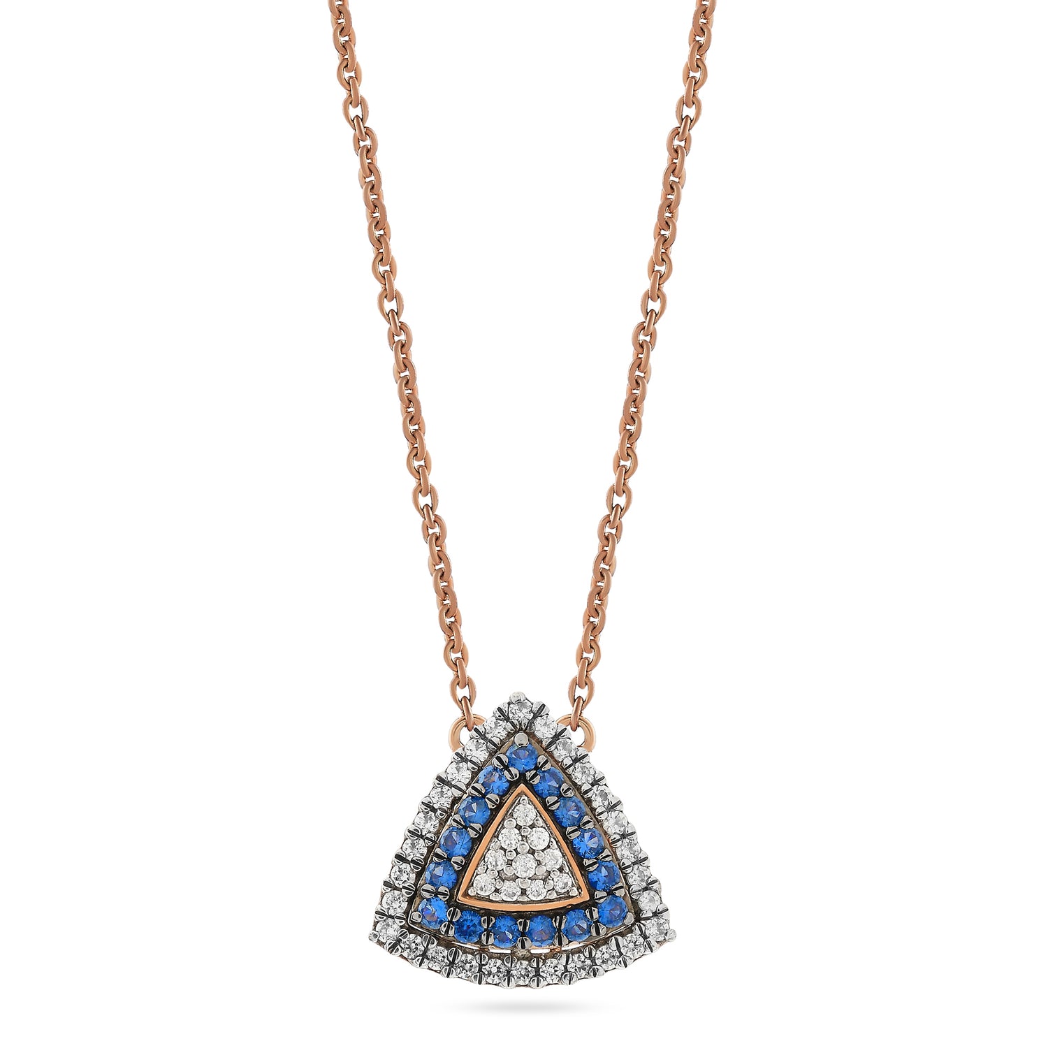 Radiant Trillion Cut Sapphire And Diamond Halo Statement Necklace