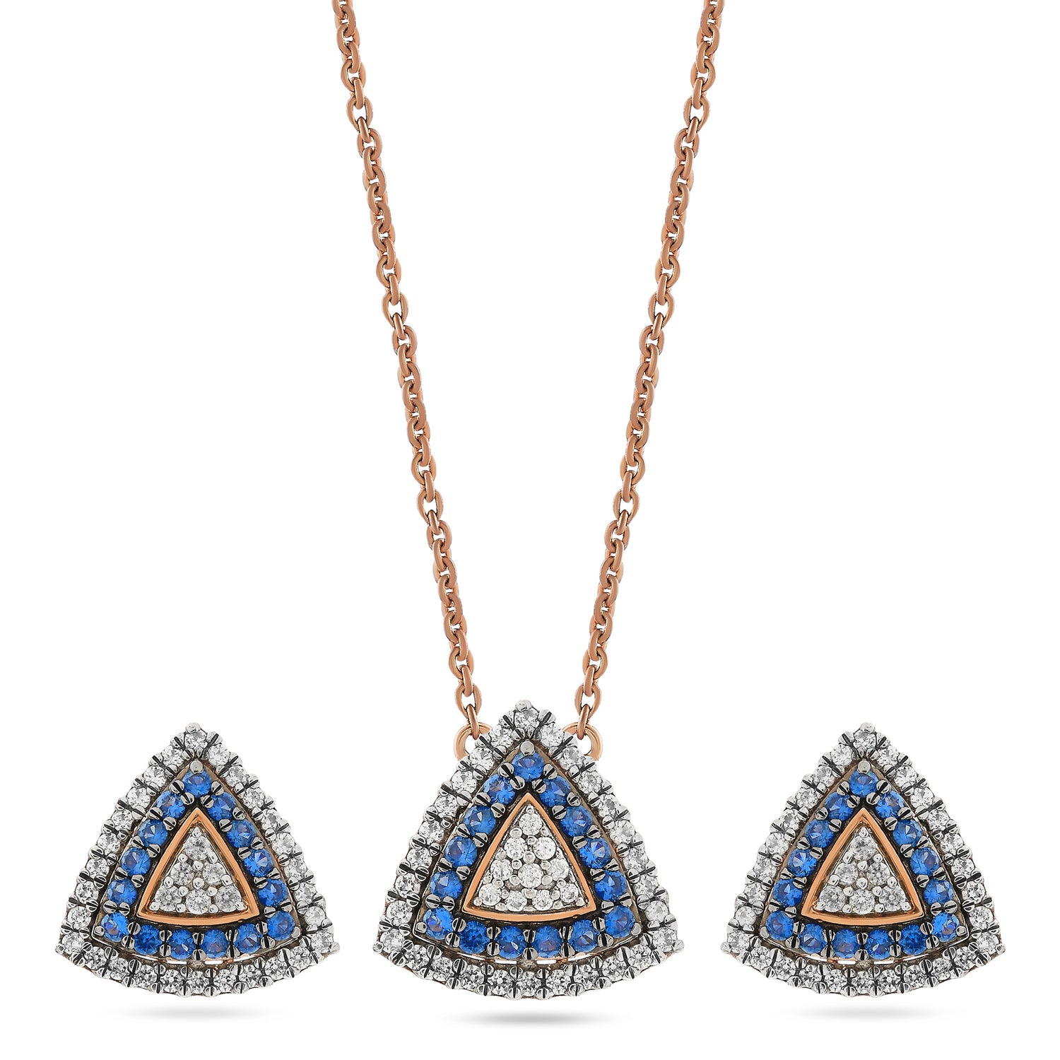 Elegant Geometric Radiance Necklace and Matching Stud Earring Set