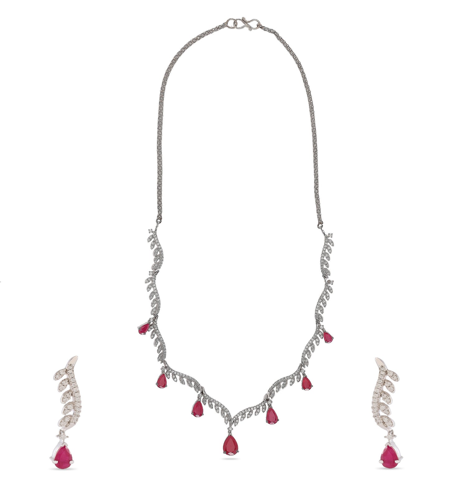 Elegant Pear-Drop Floral Necklace and Earring Set for Timeless Romance
