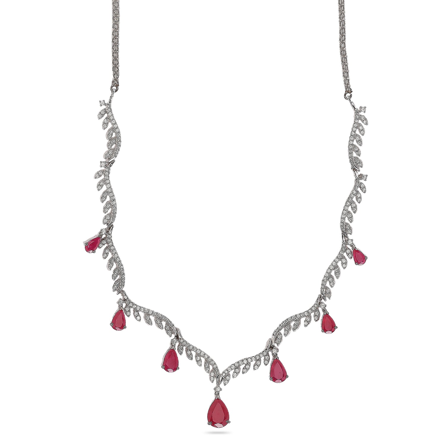 A Whispering Vine Necklace with Graceful Teardrop Dangling Accents