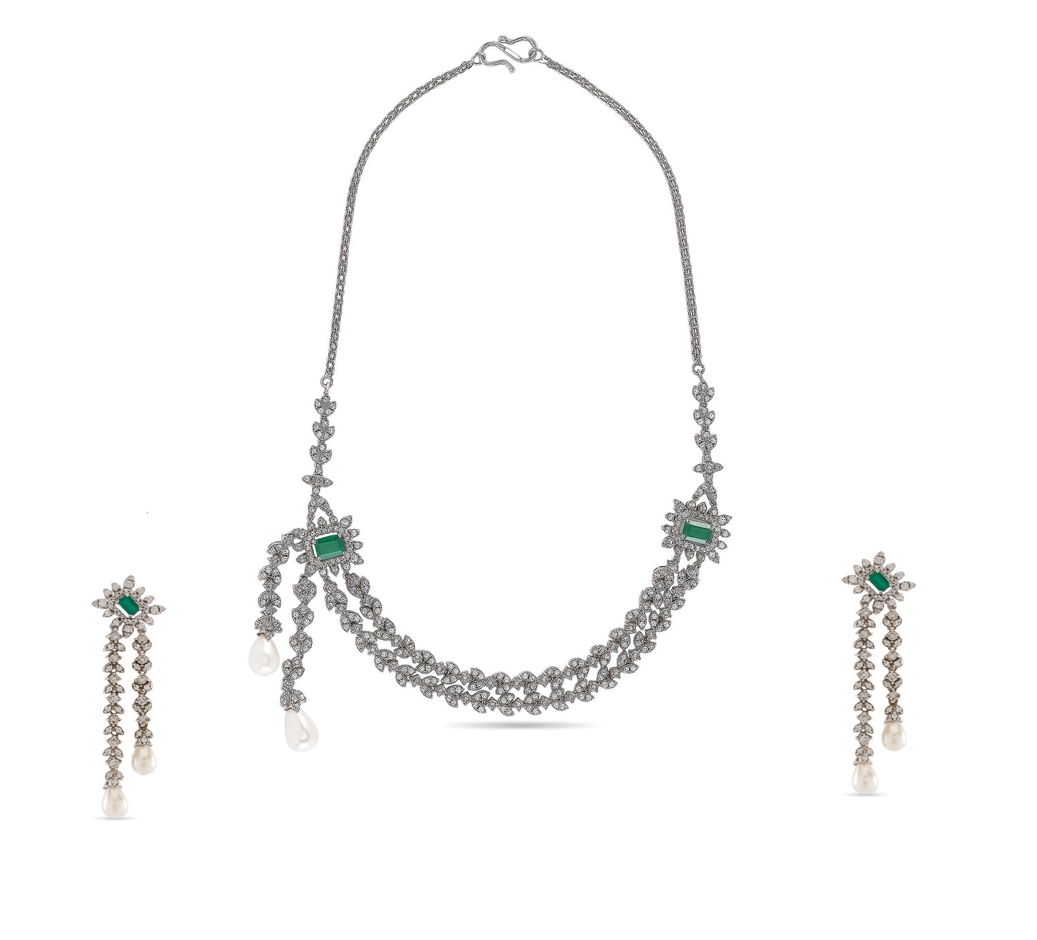 Enchanting Asymmetrical Layered Necklace and Dangle Pearl Drop Earring Set