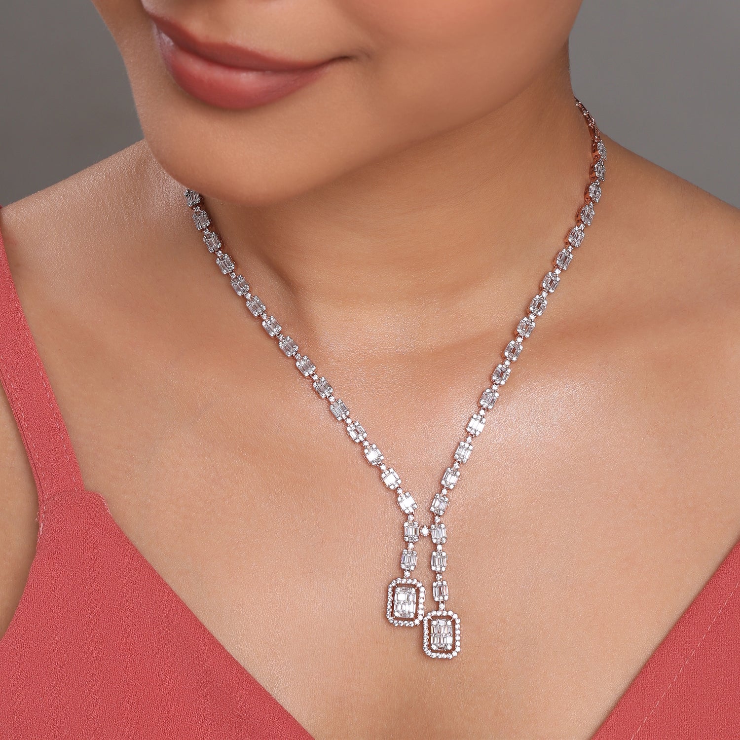 Refined Y Drop Necklace with Elegant Twin Pendant Accents