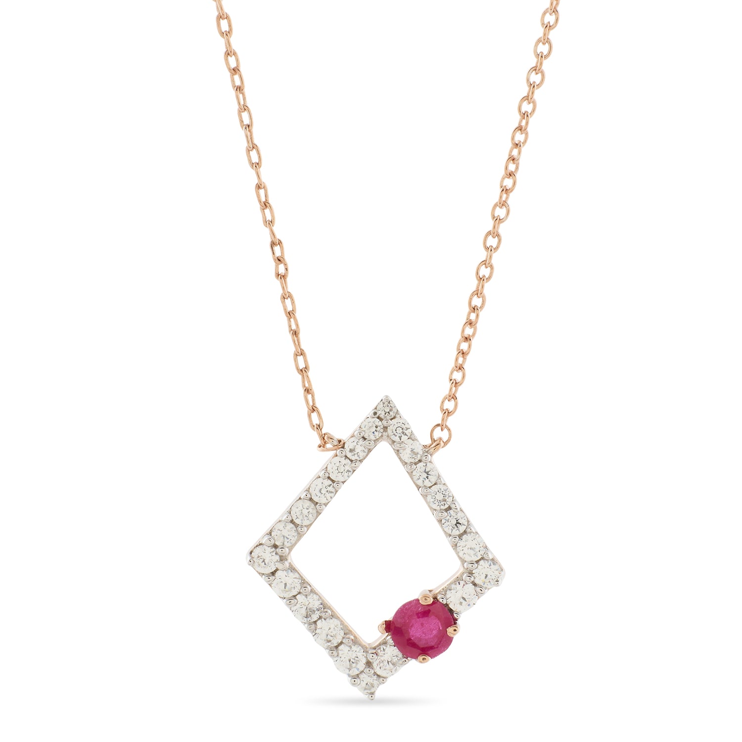 Elegant Open Diamond-Shaped Pendant Necklace with Asymmetric Accent