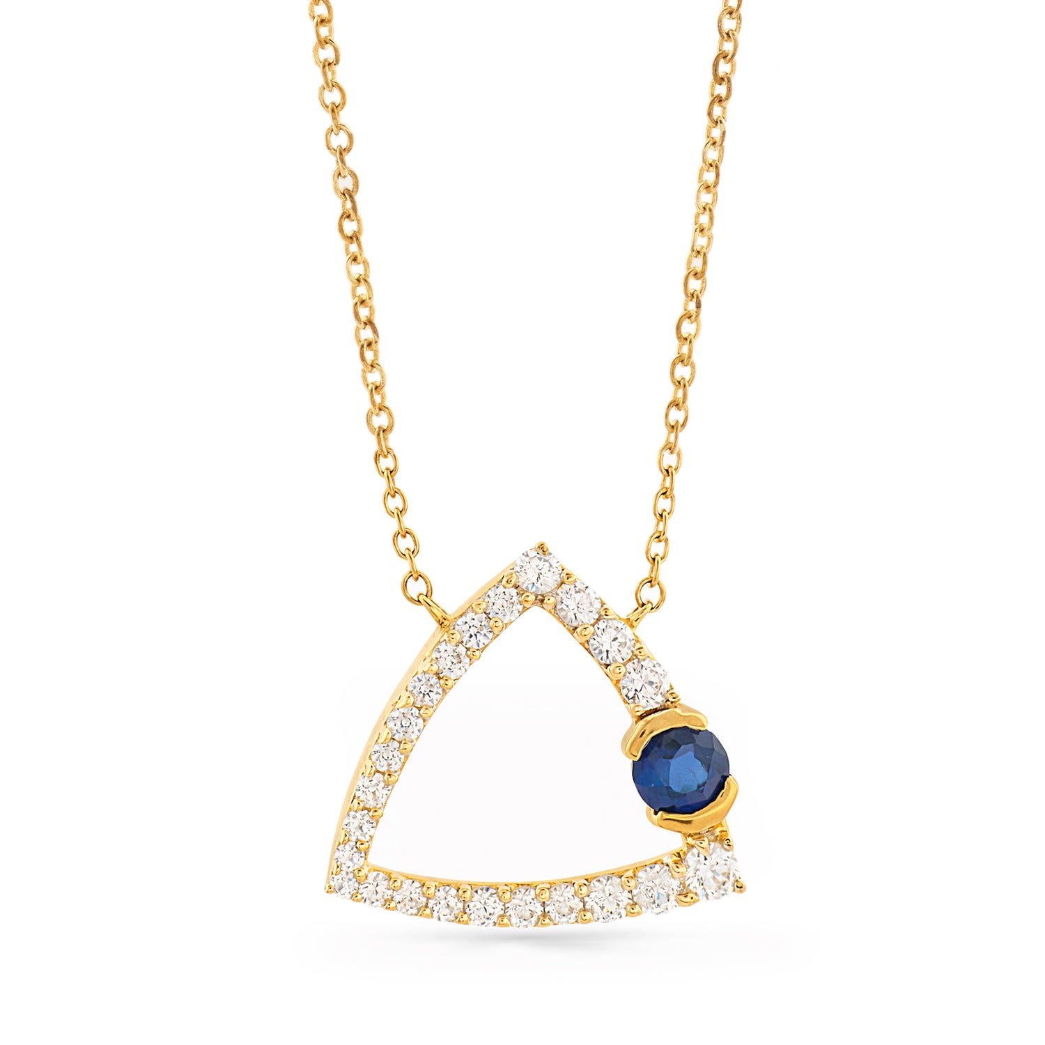 Modern Open Triangle Pendant Necklace with Asymmetric Accent Detail