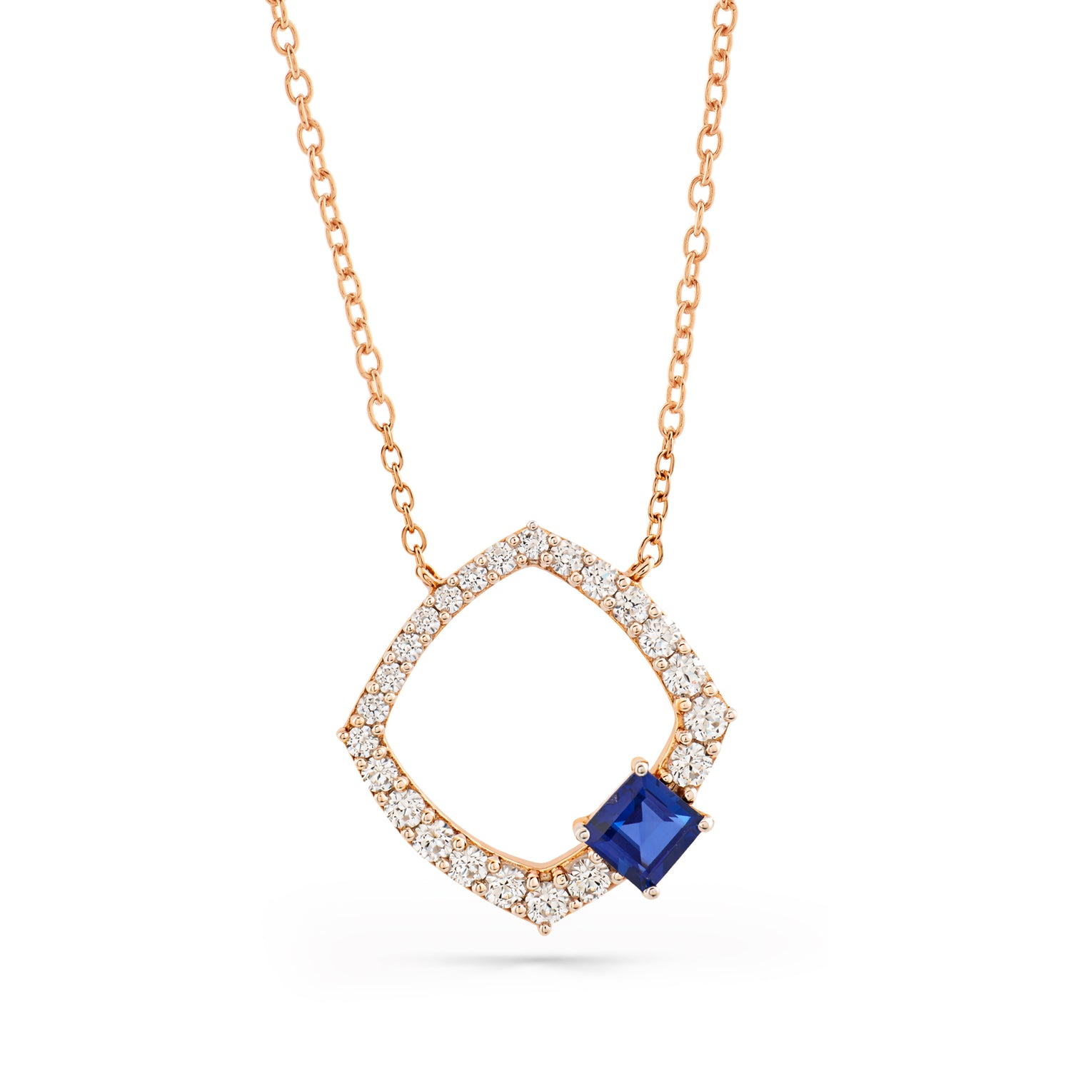 Modern Open Square Pendant Necklace with Asymmetric Accent Detail