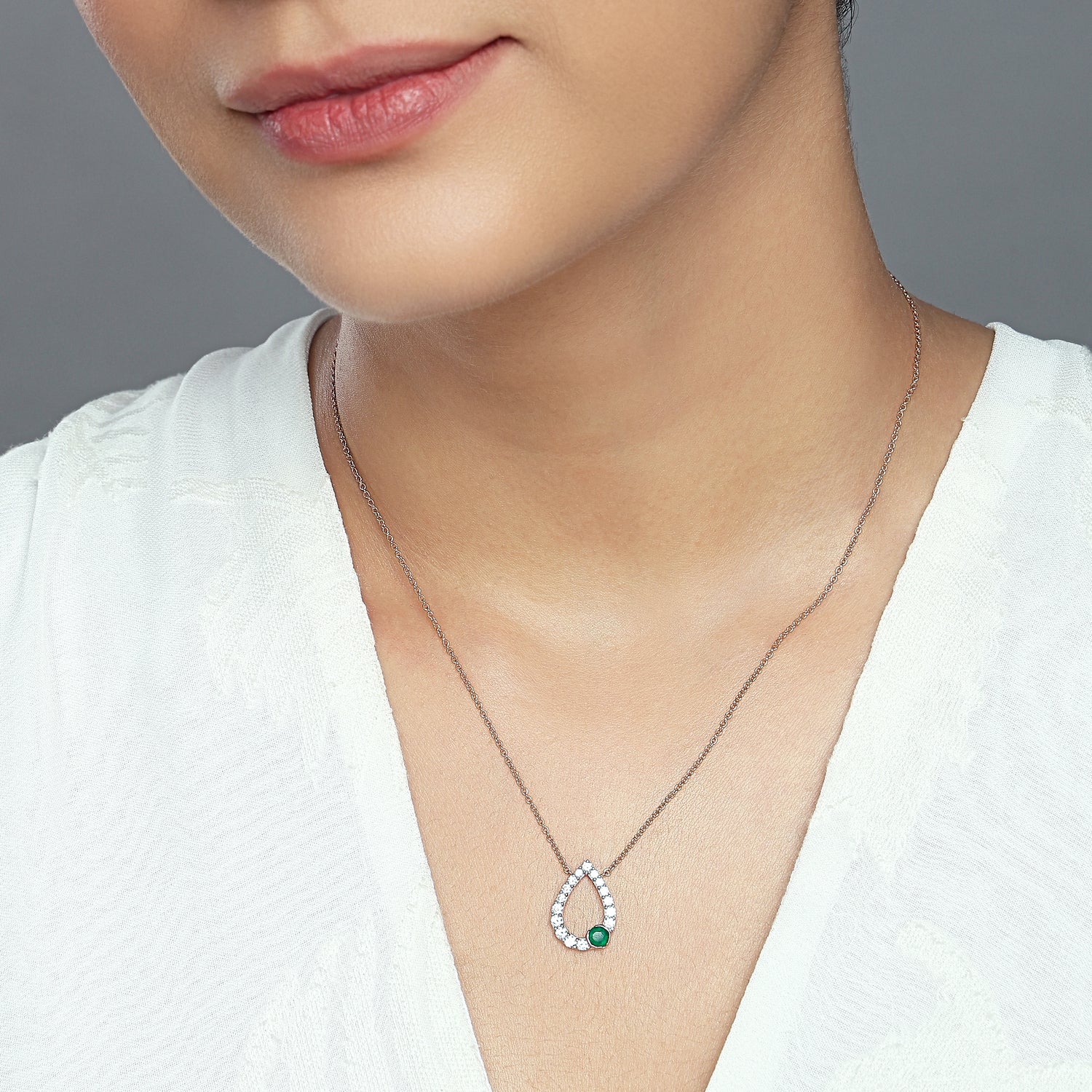 A Whisper of Grace Teardrop Pave Pendant Necklace