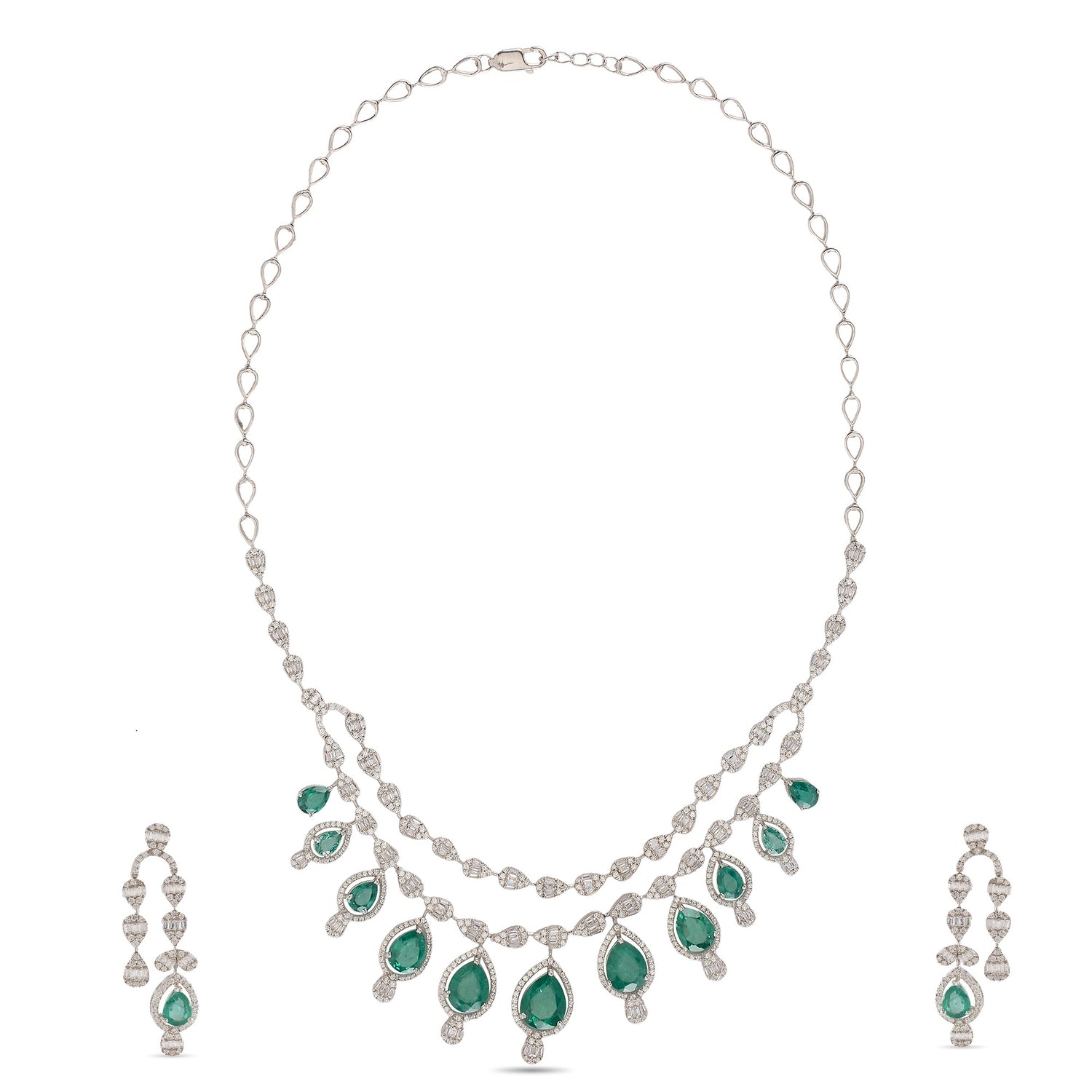 Ethereal Two Tier Layered Necklace and Drop Earrings Bridal Set