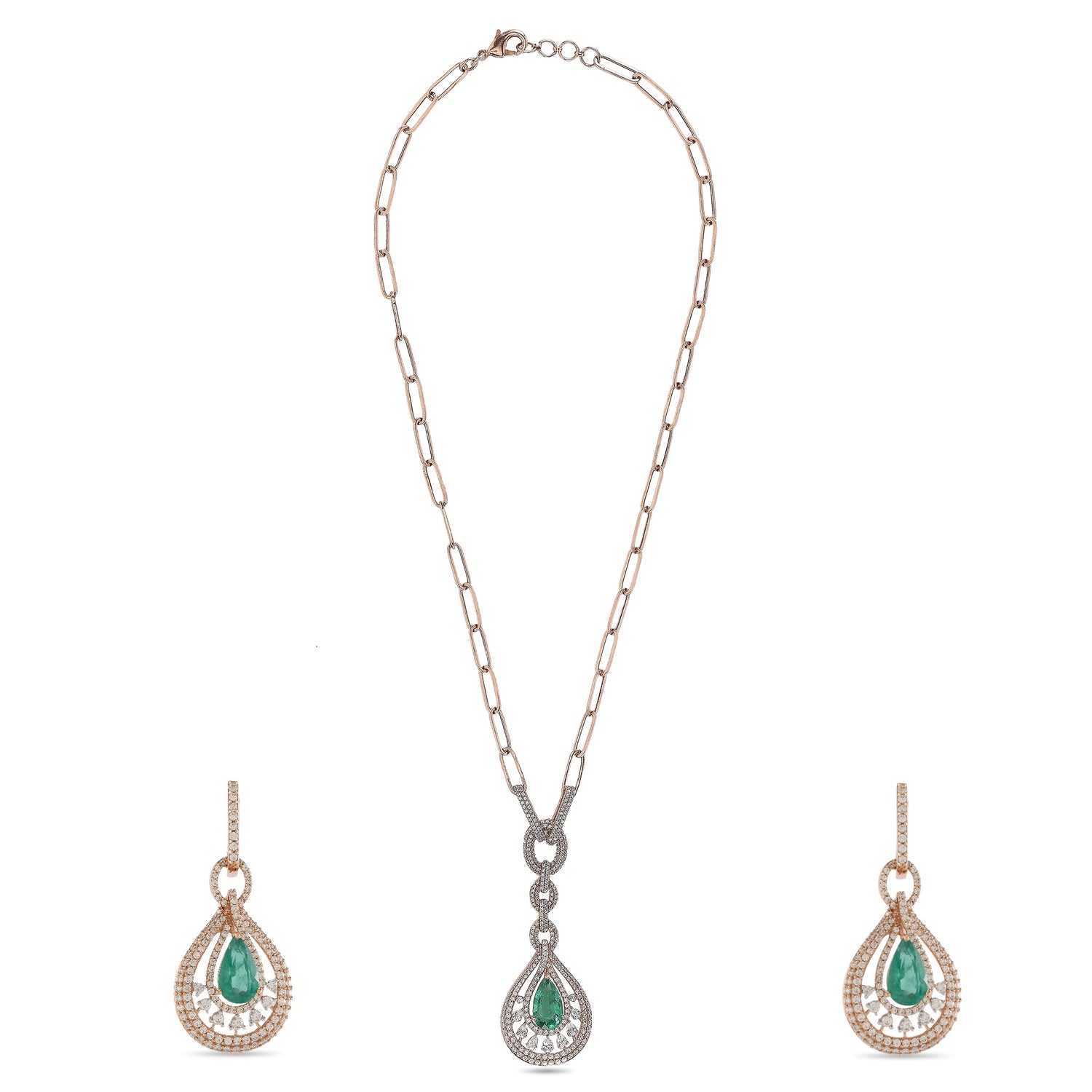Graceful Enchantment Pear Cut Teardrop Necklace and Earring Set