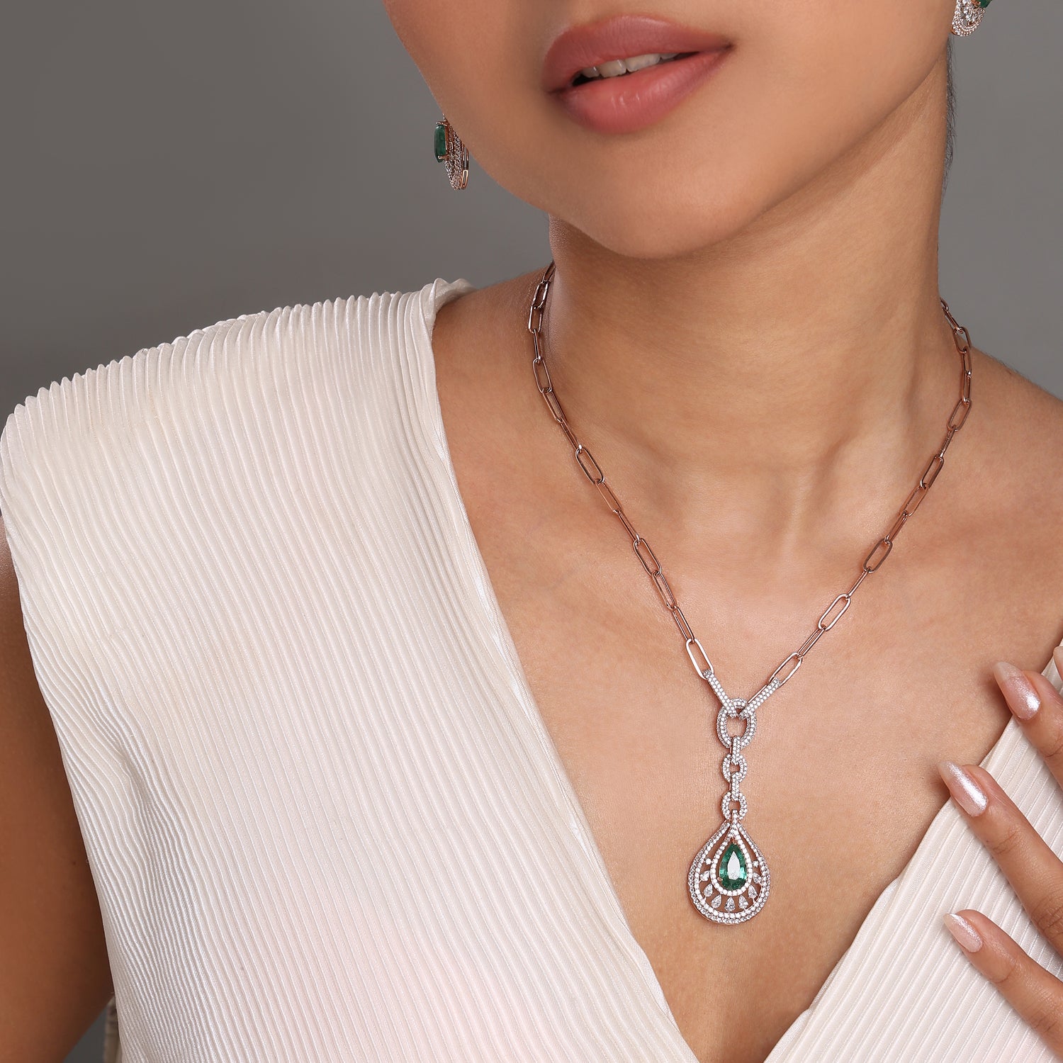 Elegant Teardrop Necklace with Refined Link Chain