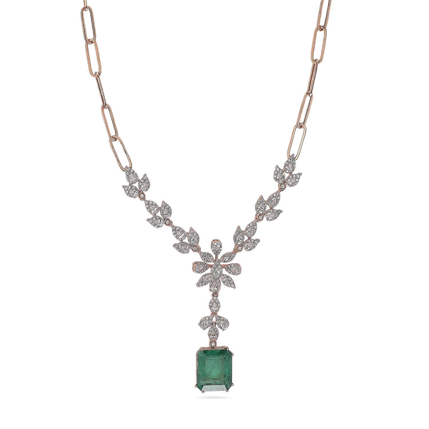 Floral Drop Necklace with Graceful Centerpiece Elegance