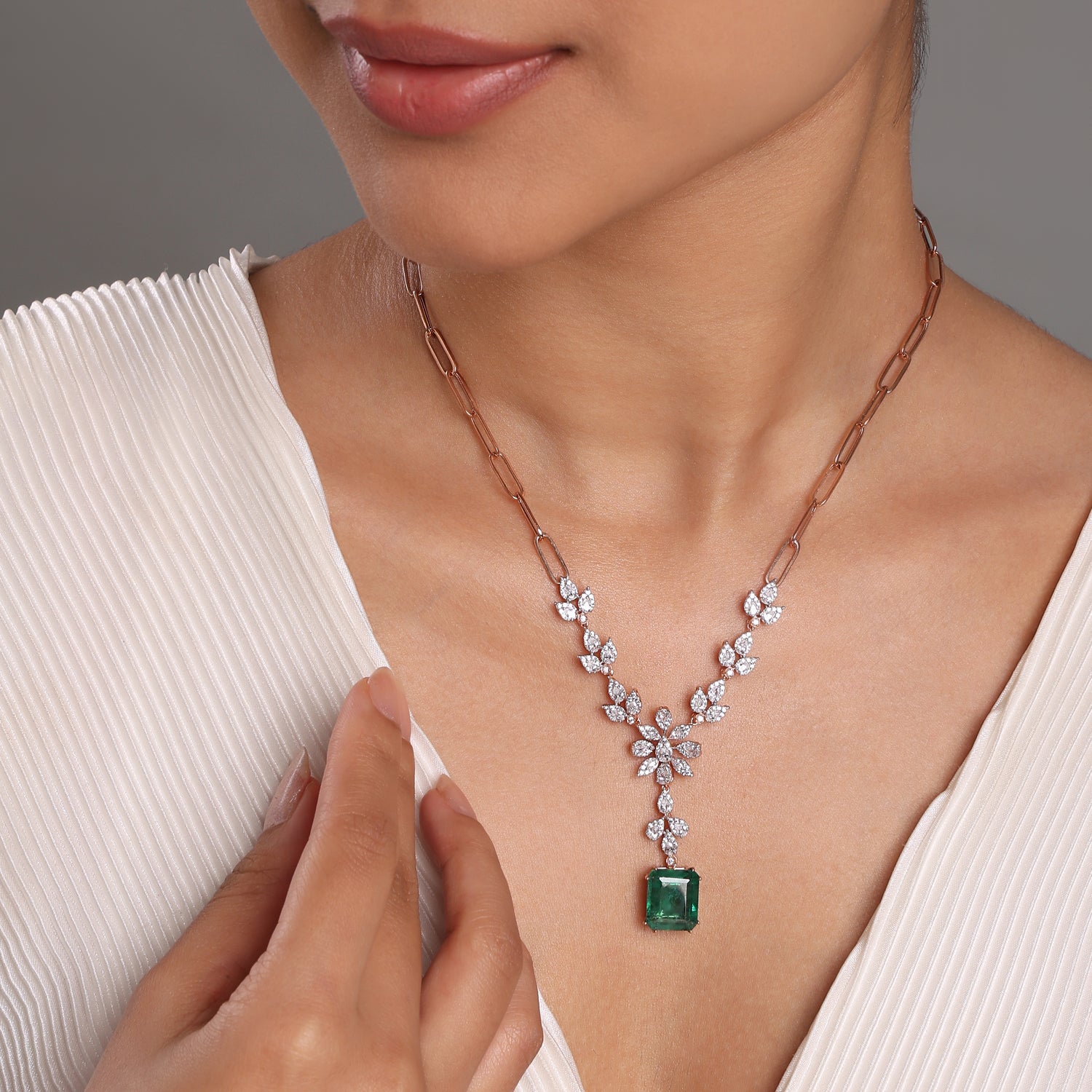 Floral Drop Necklace with Graceful Centerpiece Elegance