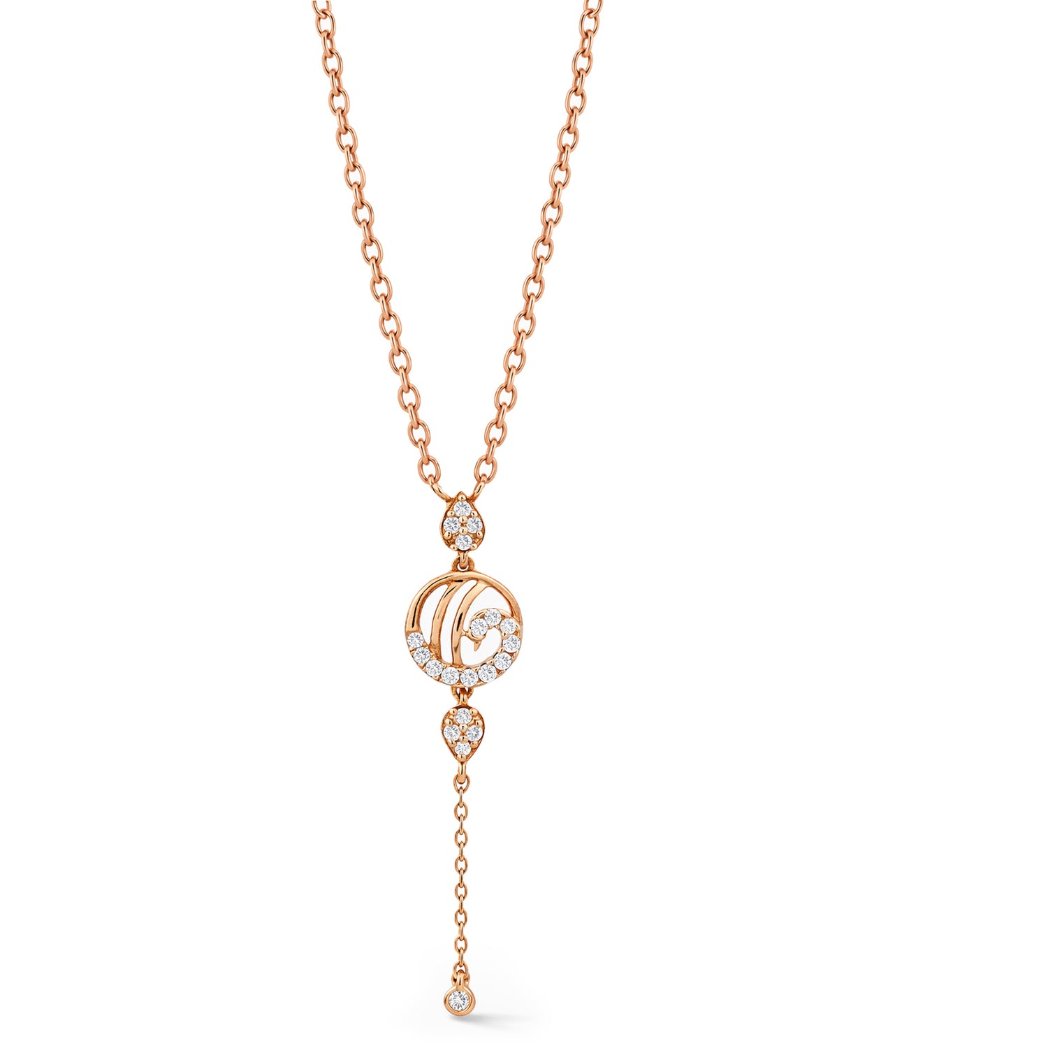 Exquisite Romantic Swirl Diamond Droplet Necklace For Elegant Daily Wear