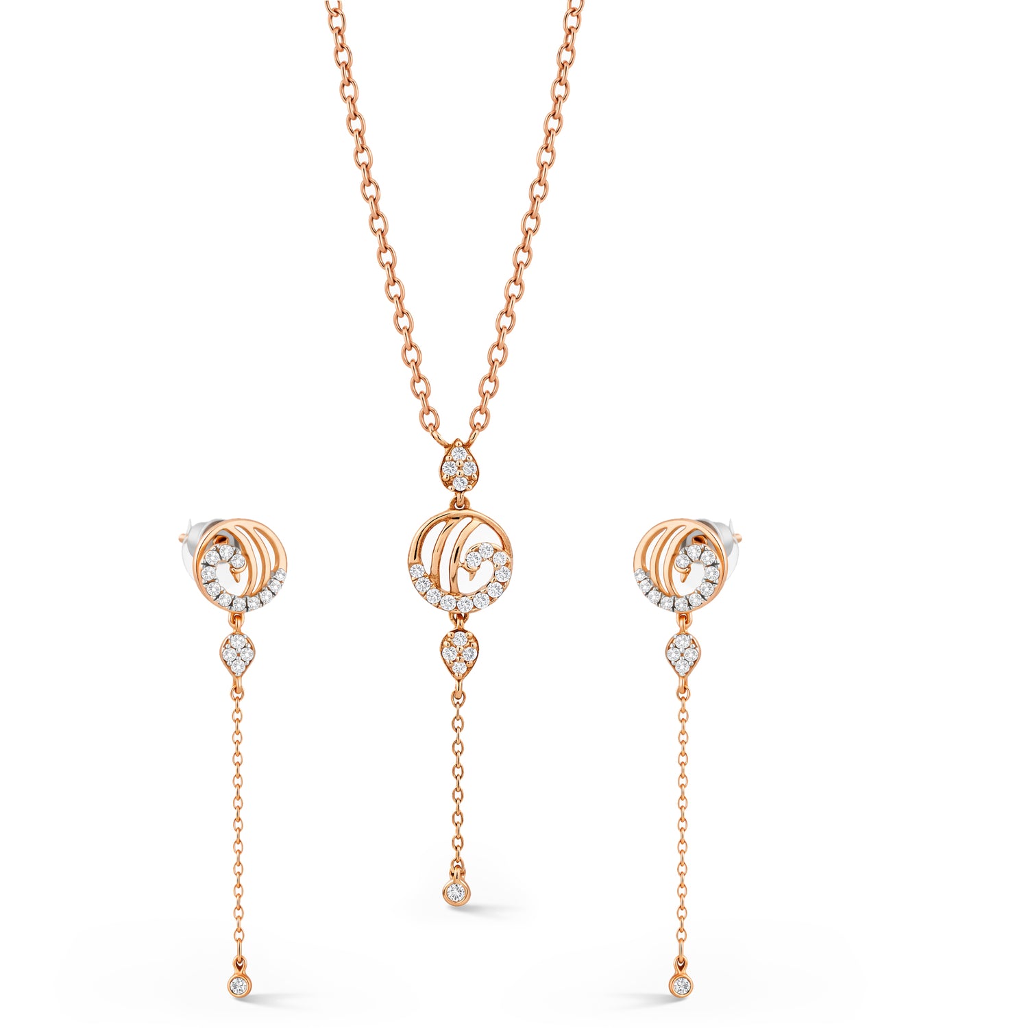 Elegant Celestial Swirl Necklace and Dainty Drop Earring Jewelry Set