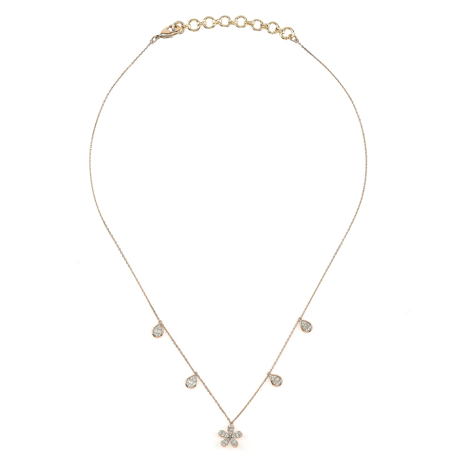 Enchanting Floral Garden Necklace Featuring Shimmering Petals and Pear Accents