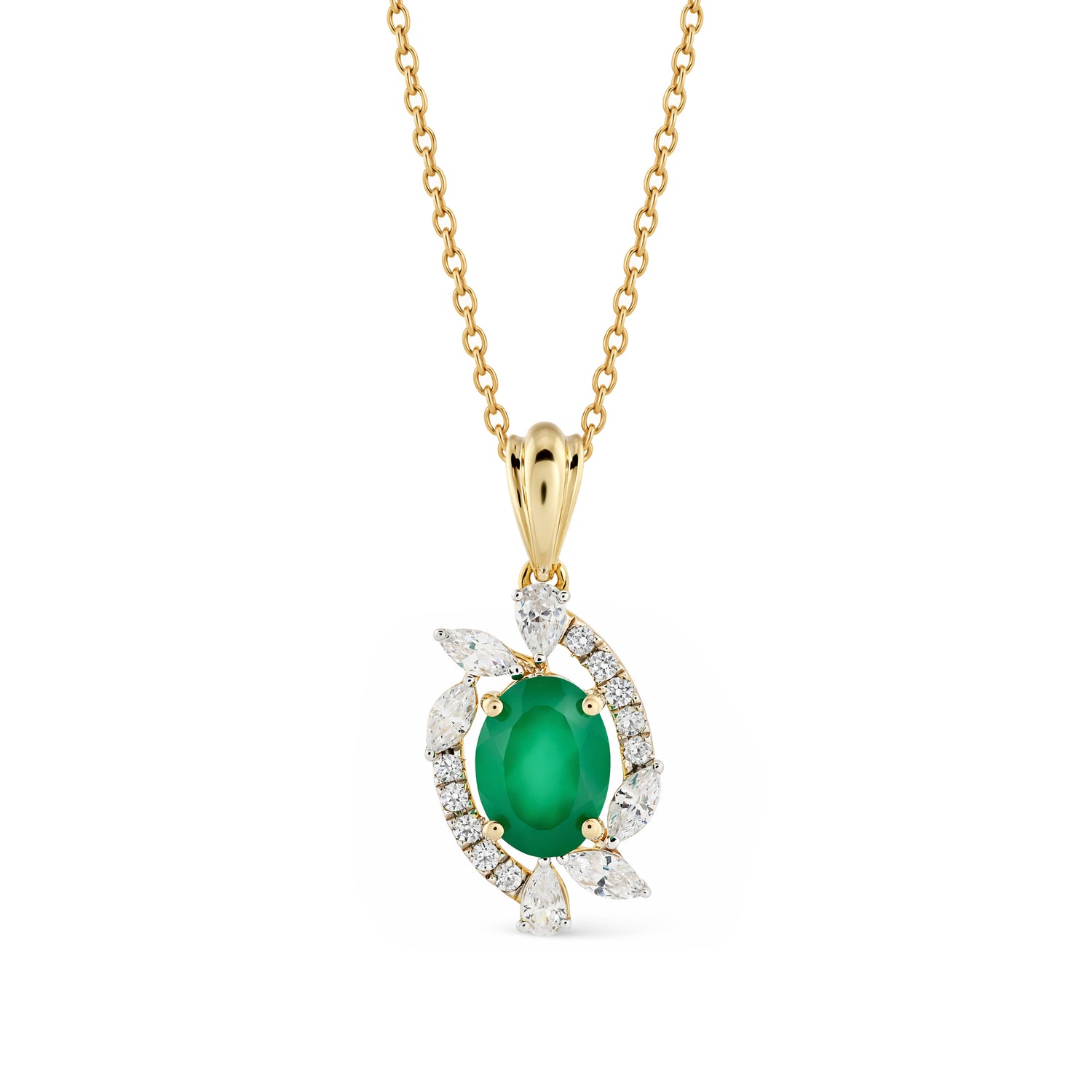 Graceful Oval Halo Pendant Inspired by Natures Rhythm