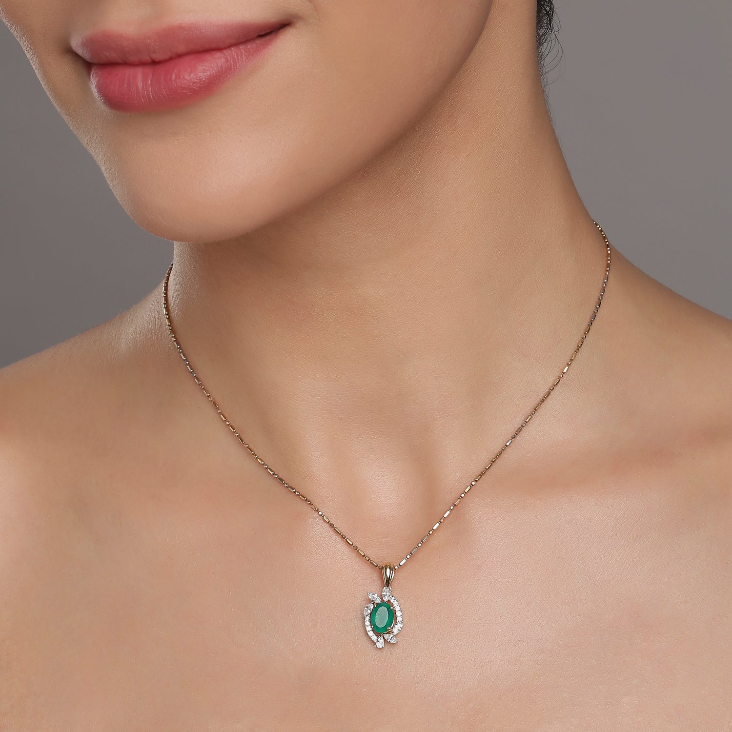 Graceful Oval Halo Pendant Inspired by Natures Rhythm
