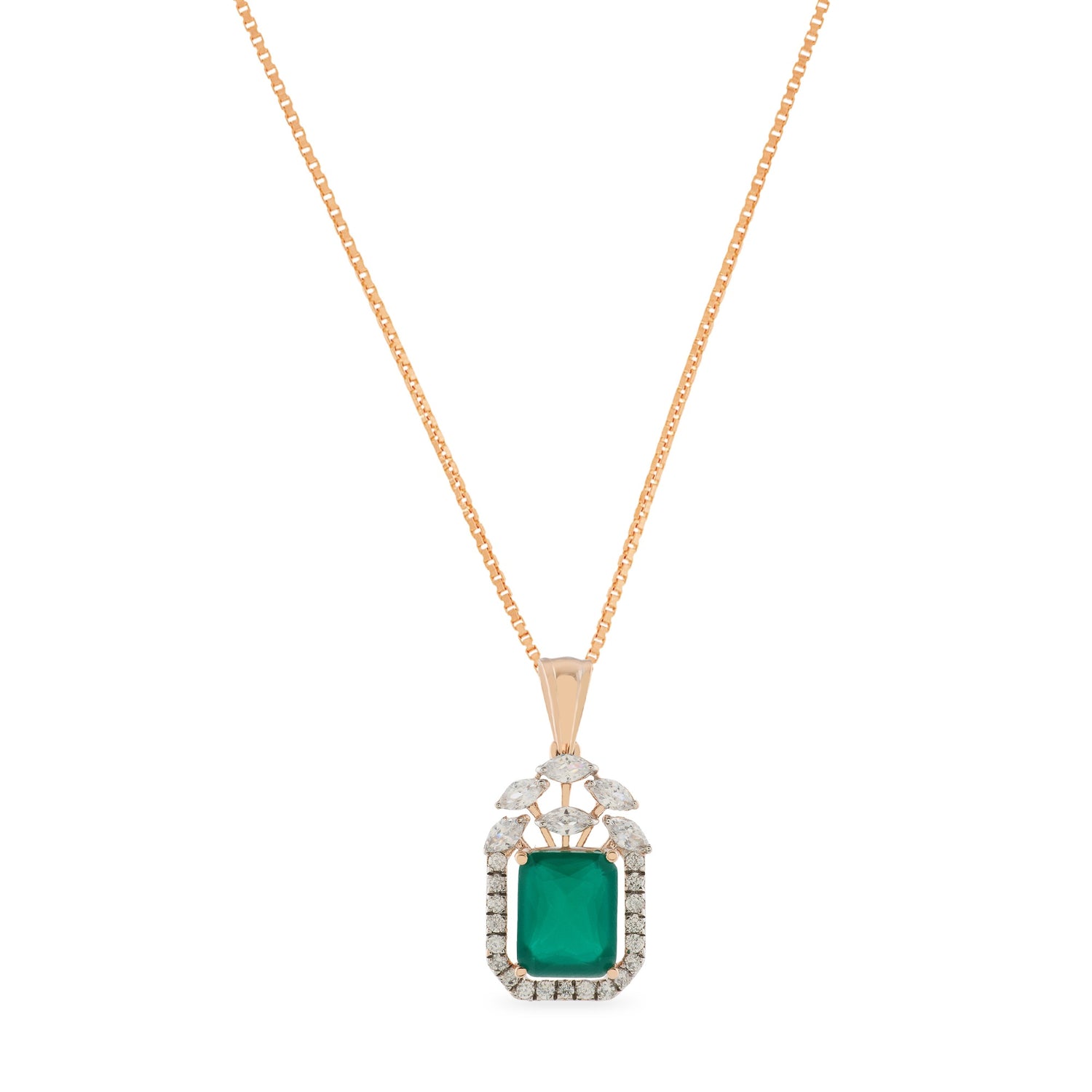 Regal Rectangular Halo Pendant with Architectural Elegance