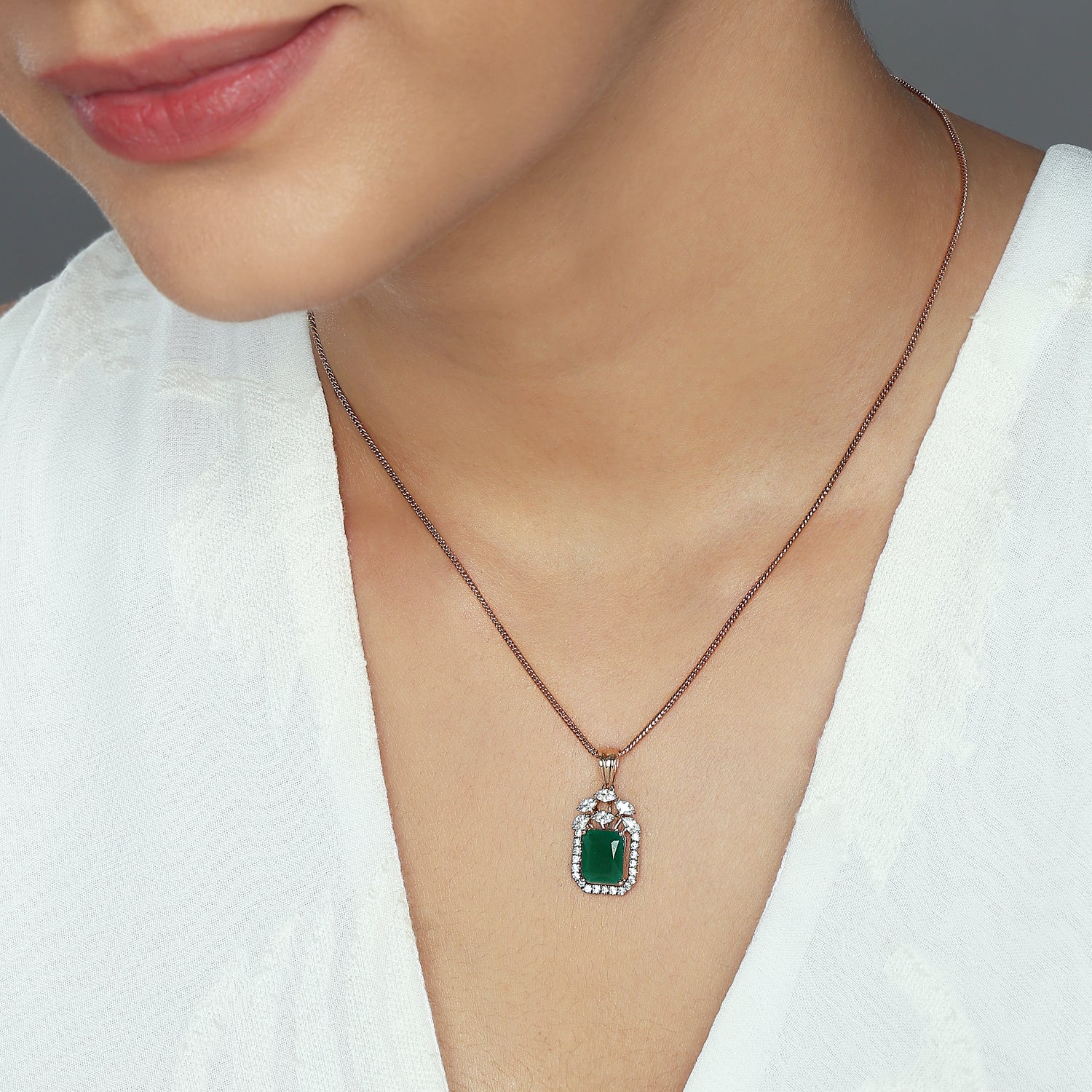 Regal Rectangular Halo Pendant with Architectural Elegance