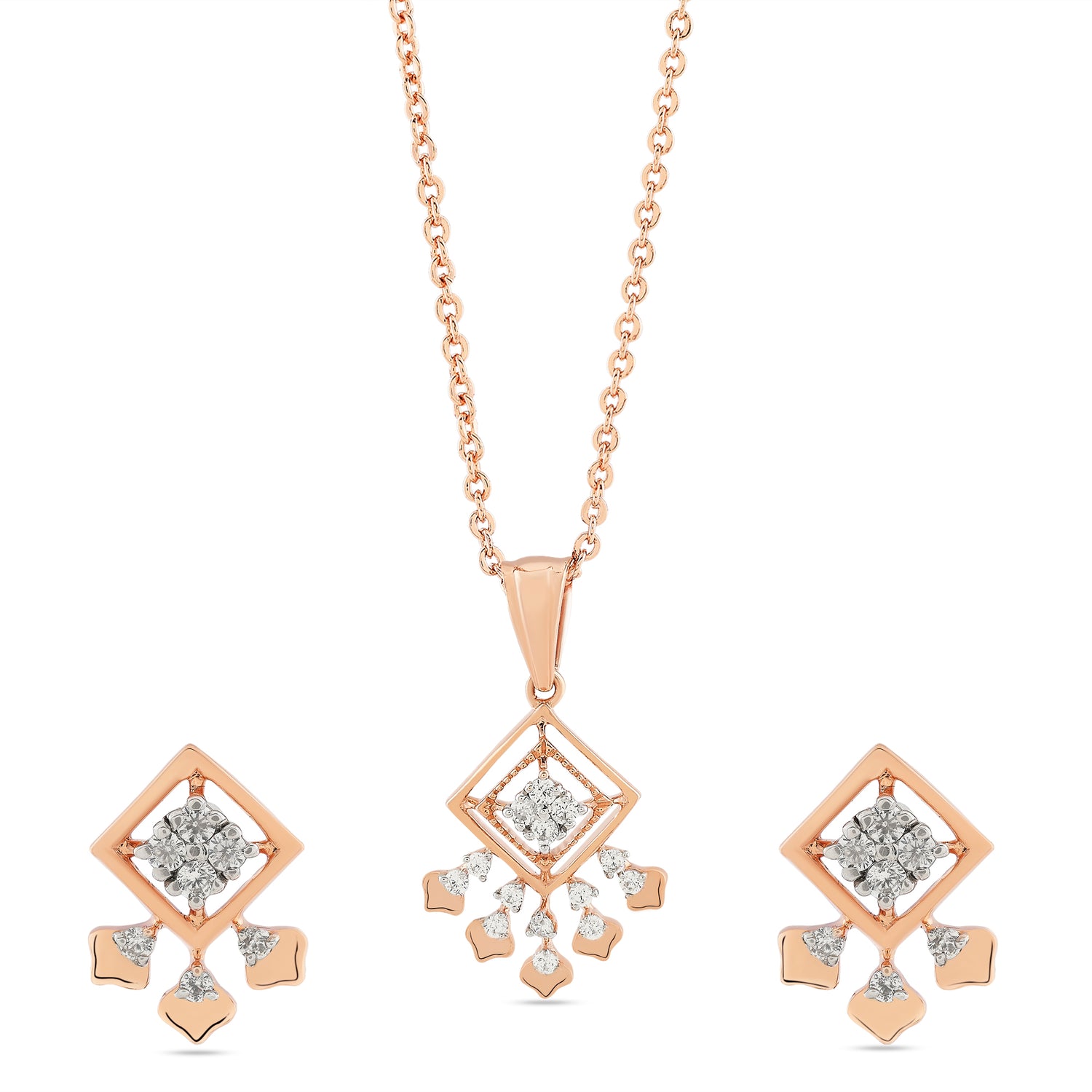 Elegant Geometric Pendant and Stud Earrings Set for Timeless Grace