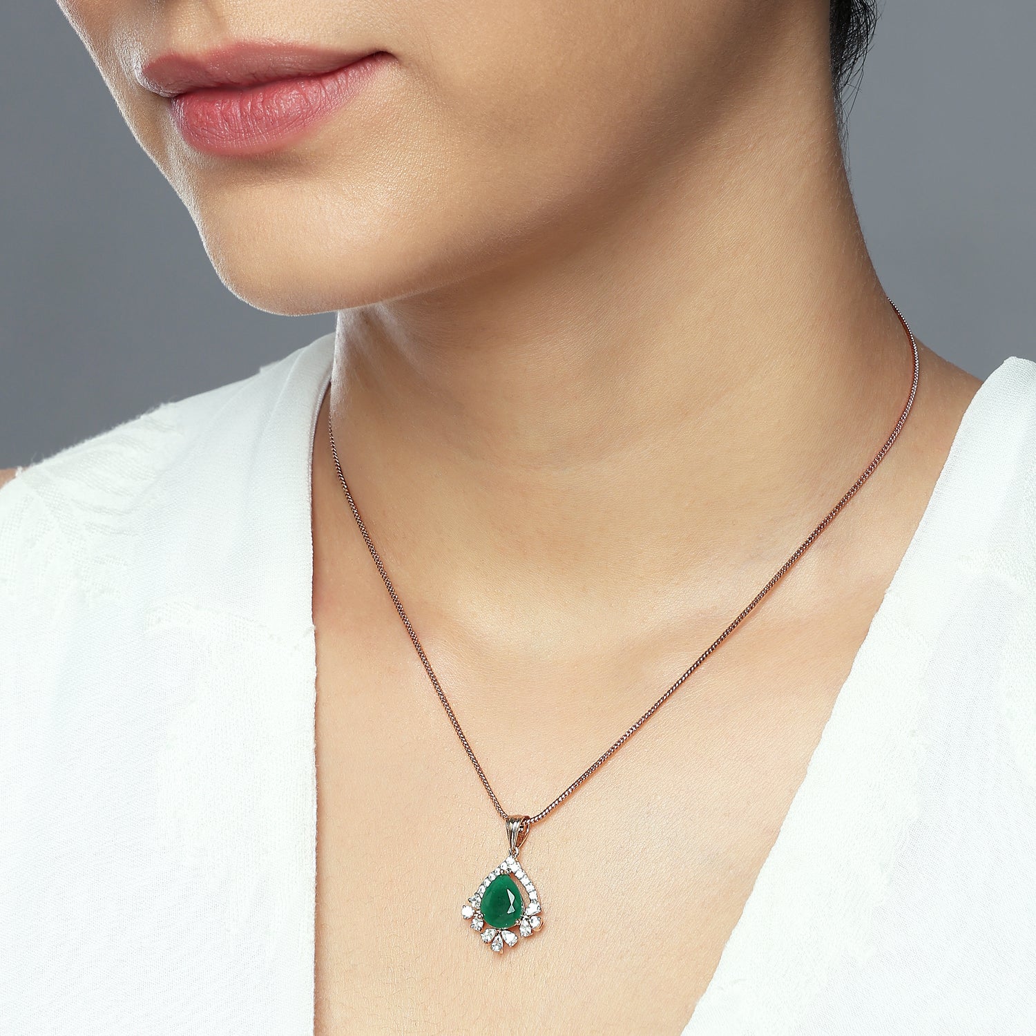 Royal Teardrop Halo Pendant with Refined Brilliance