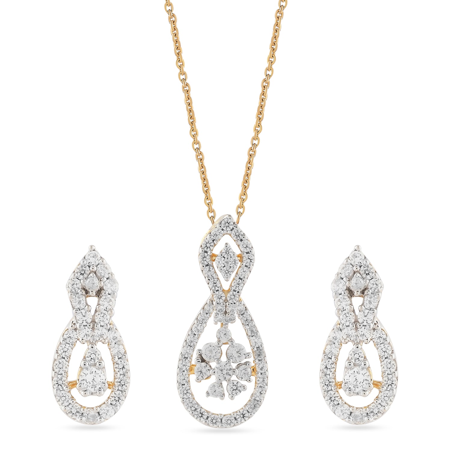 Ethereal Radiance Tear-Drop Pendant and Matching Stud Earring Set for Timeless Elegance